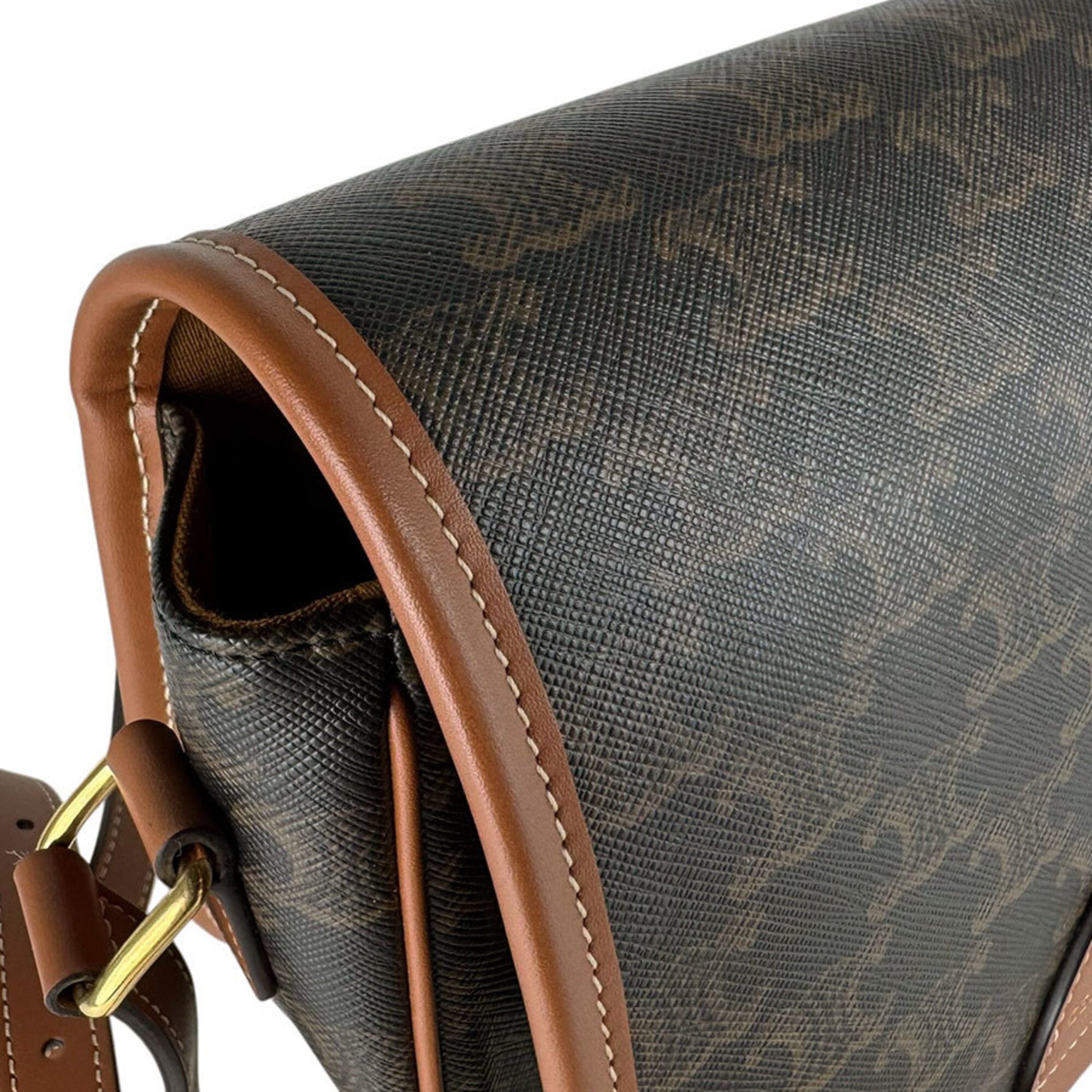 Celine Brown Coated Canvas Shoulder Bag (Pre-Owned)