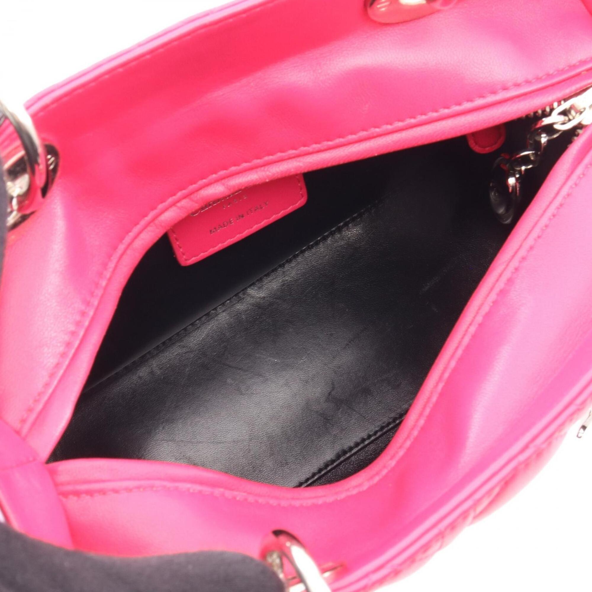 Christian Dior Black Pink Purple Leather Handbag (Pre-Owned)