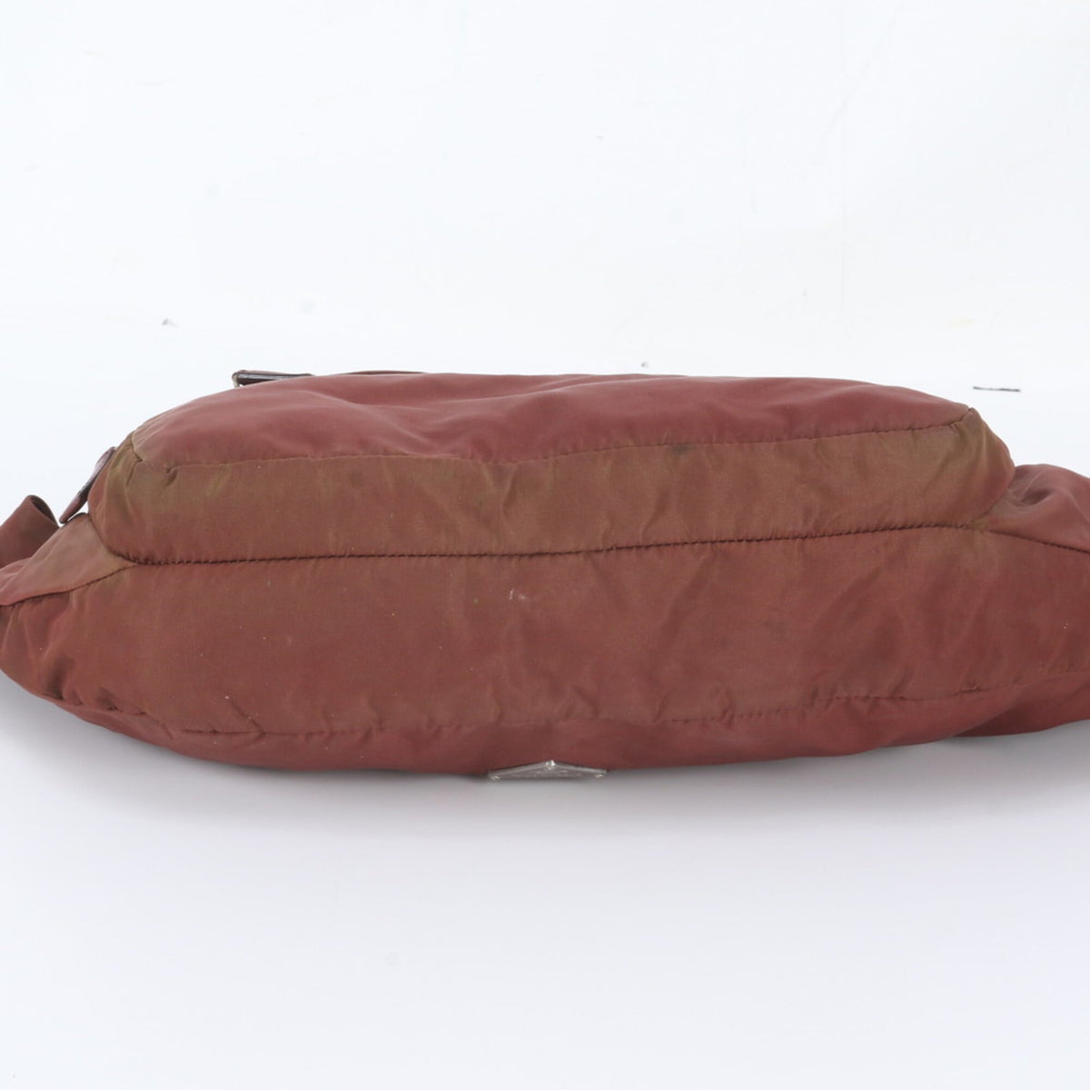 Prada Red Color Wine Leather Nylon Pouch Sling Bag (Pre-Owned)