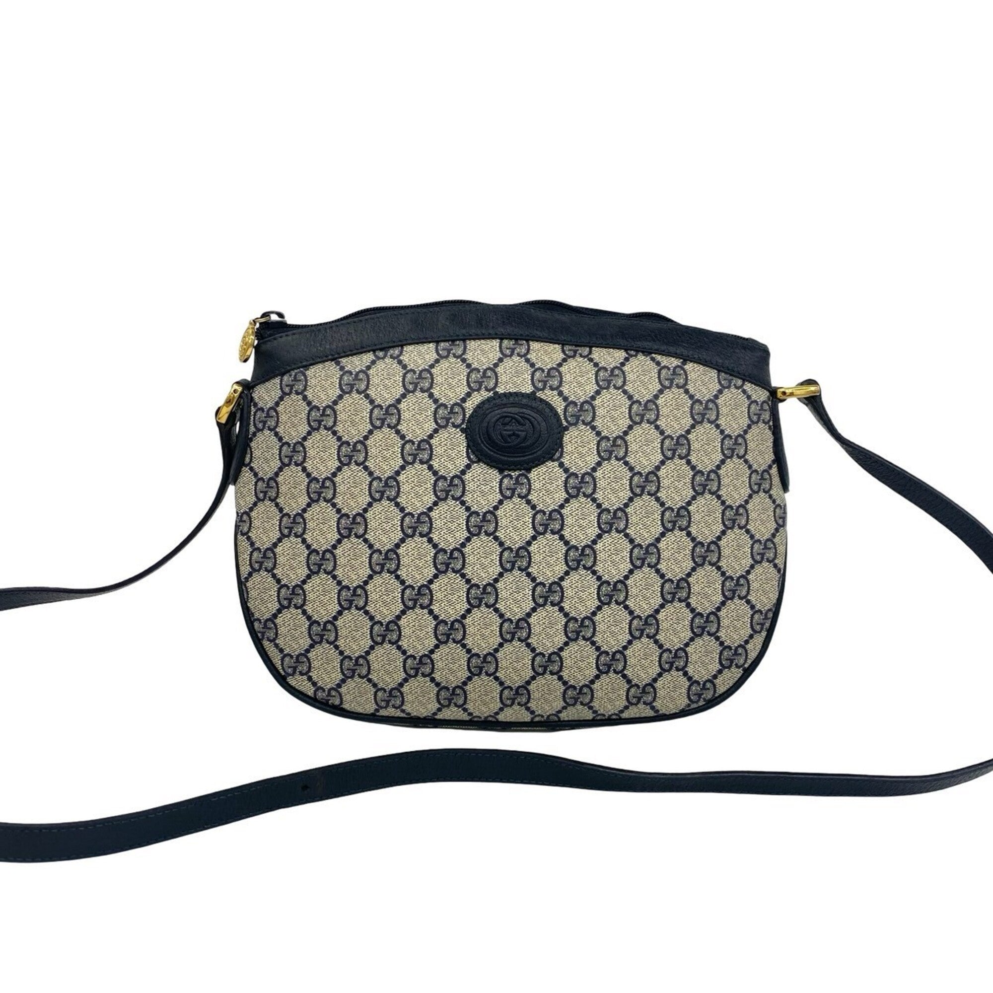 Gucci Navy Leather Pvc Pochette Shoulder Bag (Pre-Owned)