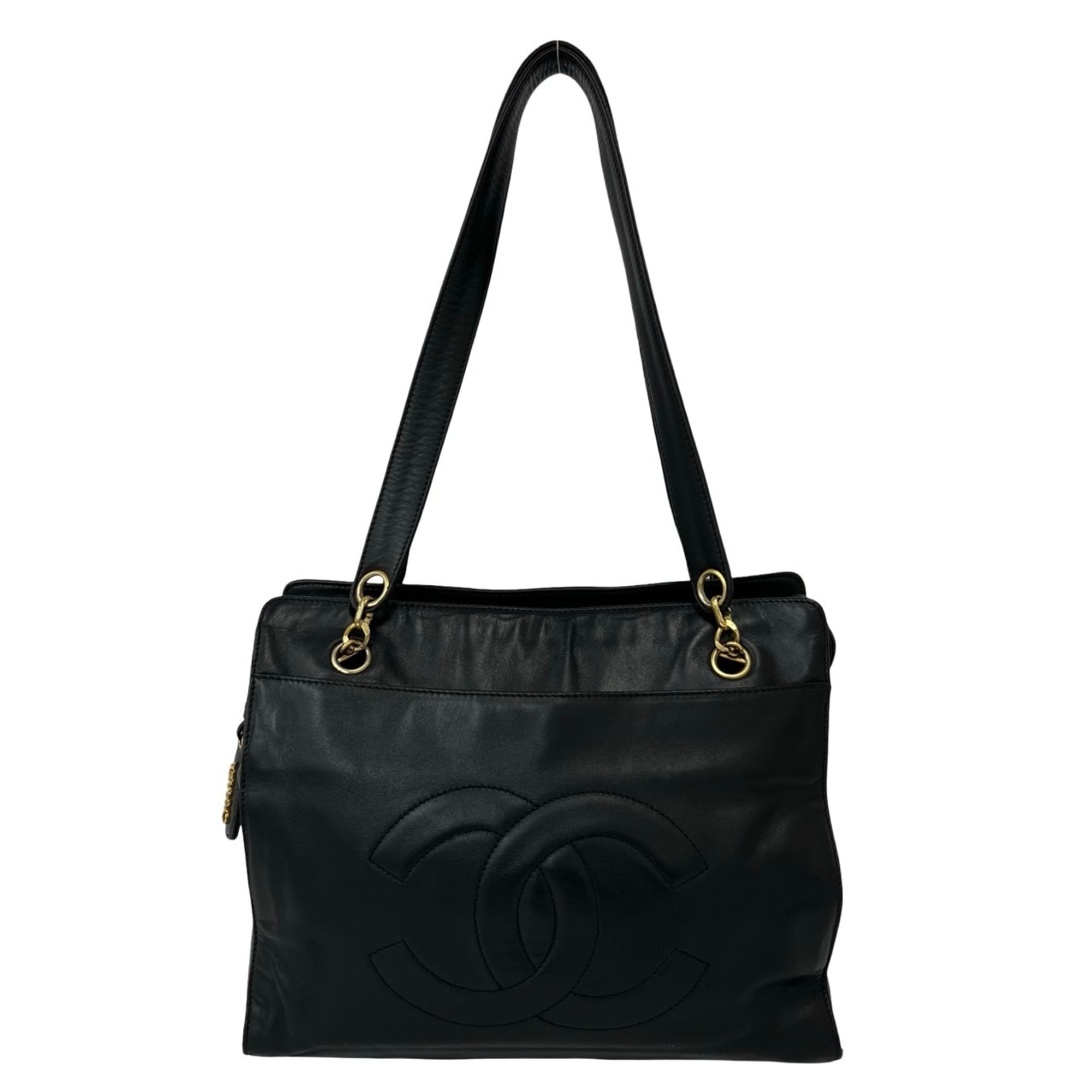 Chanel Black Leather Shoulder Bag Tote Bag (Pre-Owned)