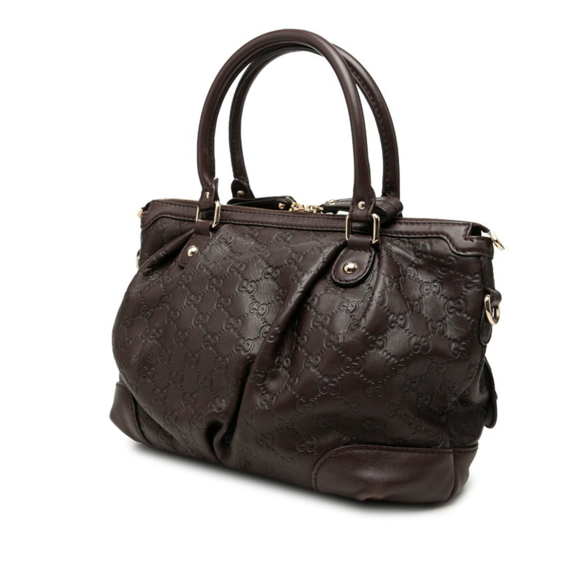Gucci Sukey Brown Leather Handbag Shoulder Bag (Pre-Owned)