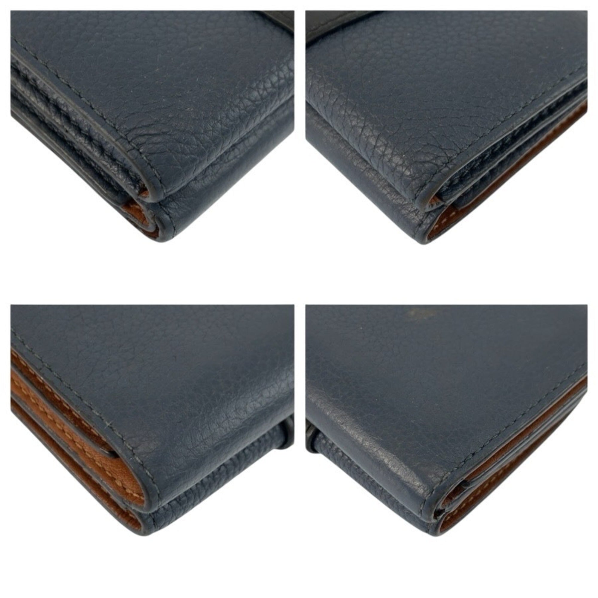 Loewe Black Brown Navy Leather Wallet (Tri-Fold) (Pre-Owned)