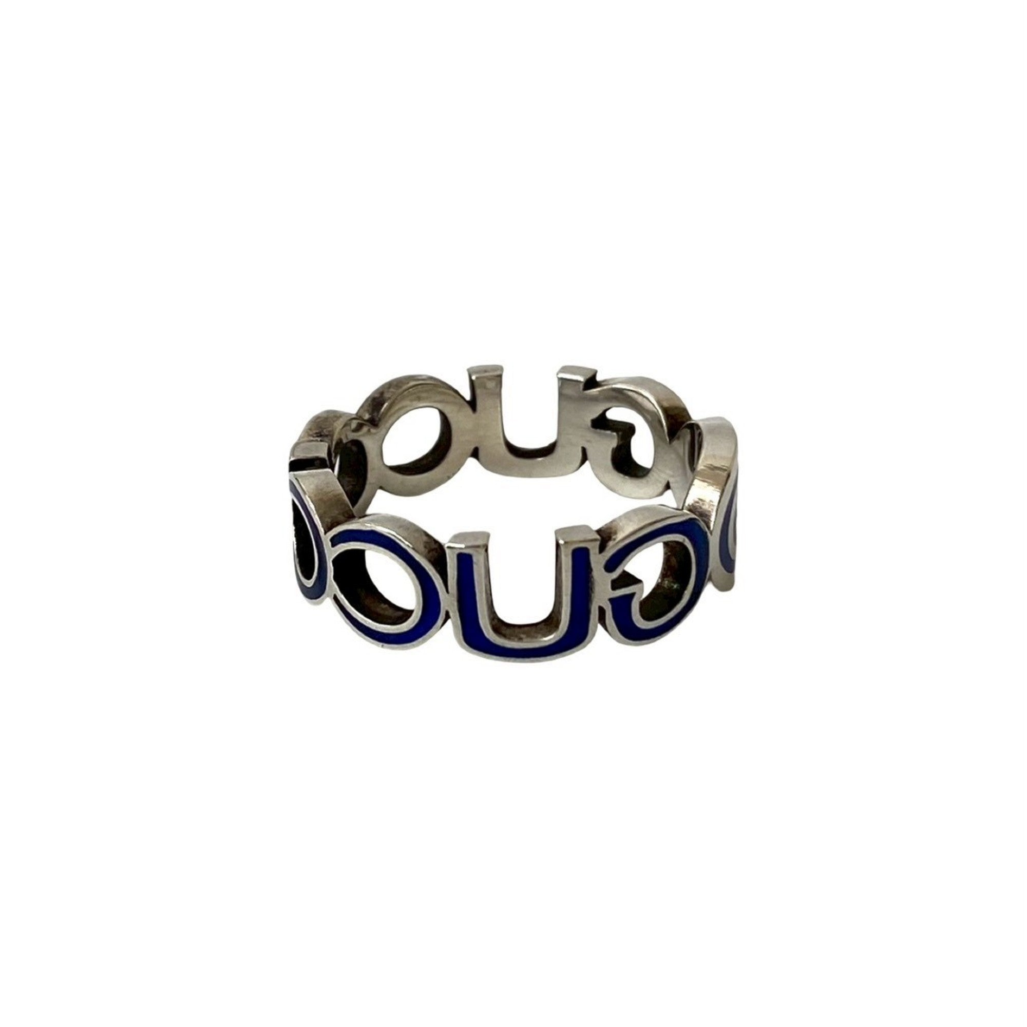 Gucci Silver Blue Silver 925 Band Ring (Pre-Owned)
