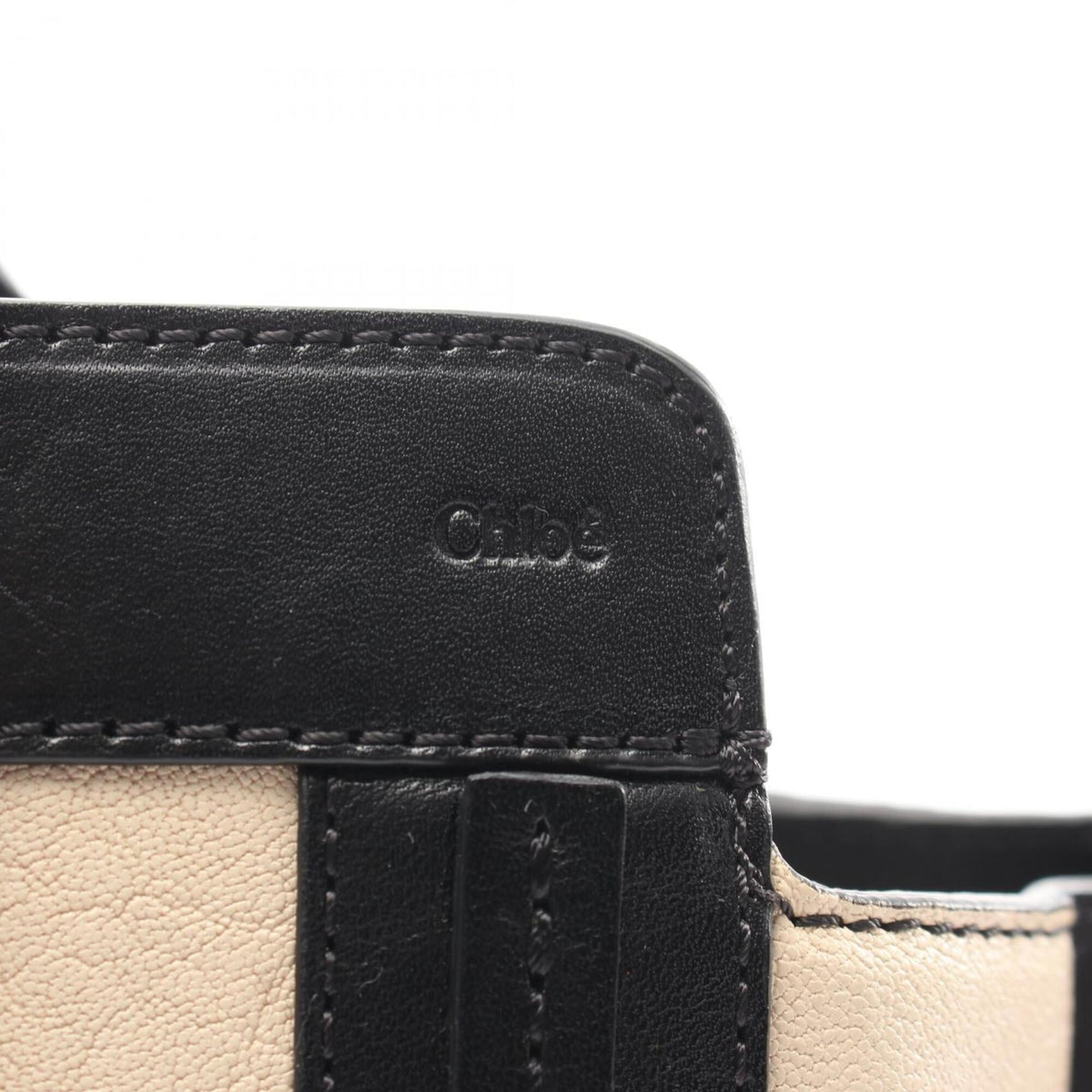 Chloé Beige Black Leather Handbag Tote Bag (Pre-Owned)