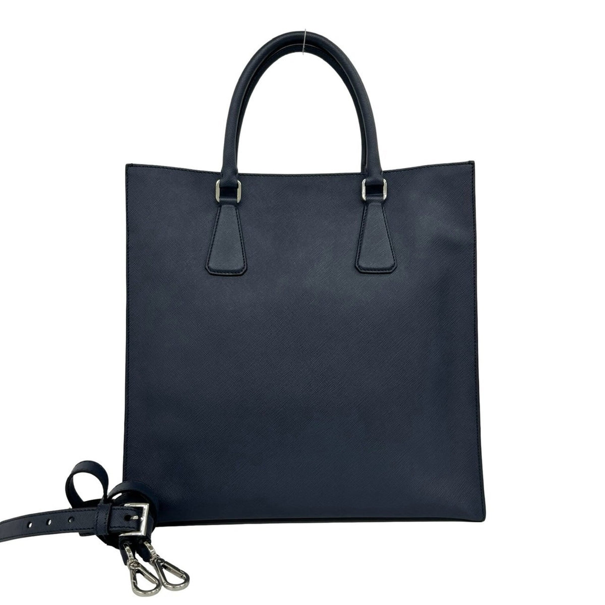 Prada Navy Leather Handbag Shoulder Bag Tote Bag (Pre-Owned)