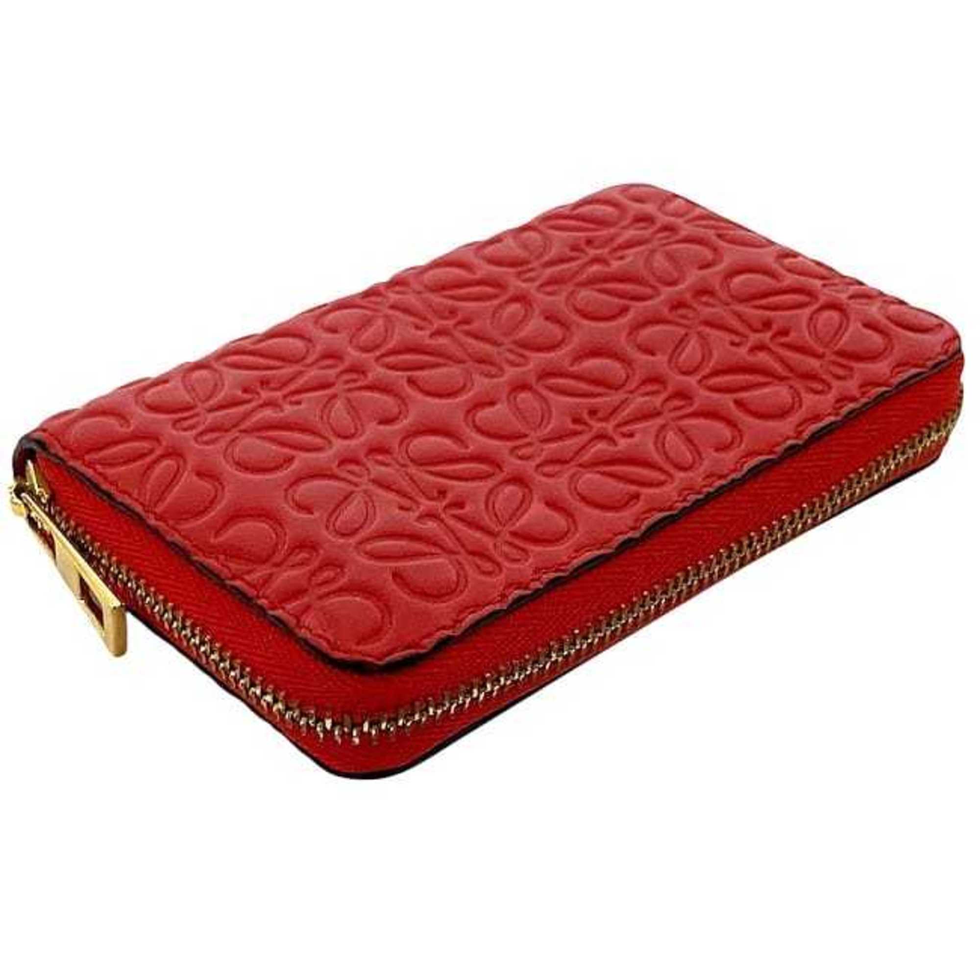 Loewe Red Color Leather Coin Purse/Coin Case (Pre-Owned)