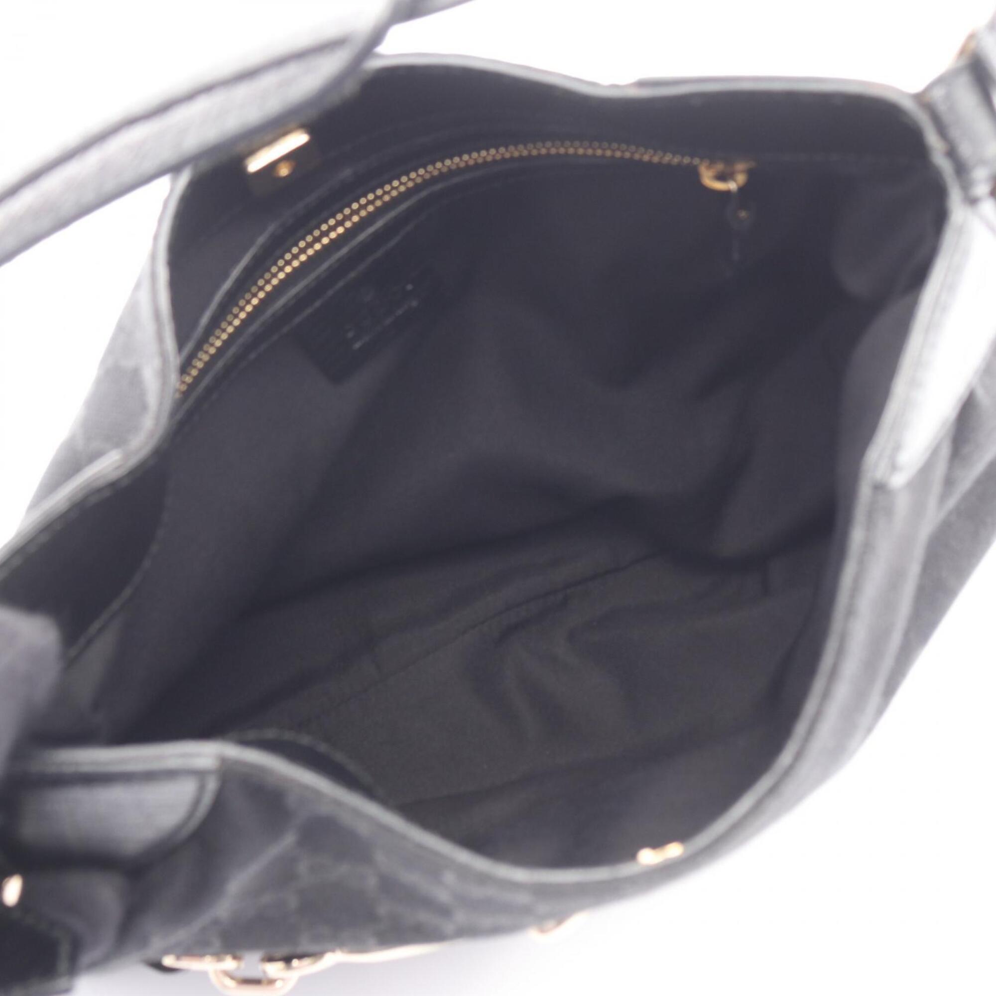 Gucci Black Canvas Leather Handbag Shoulder Bag (Pre-Owned)