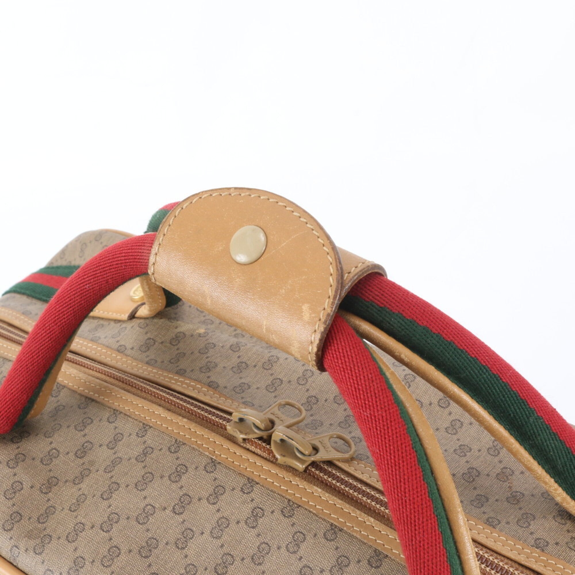 Gucci Beige Leather Coated Canvas Boston Bag Tote Bag (Pre-Owned)