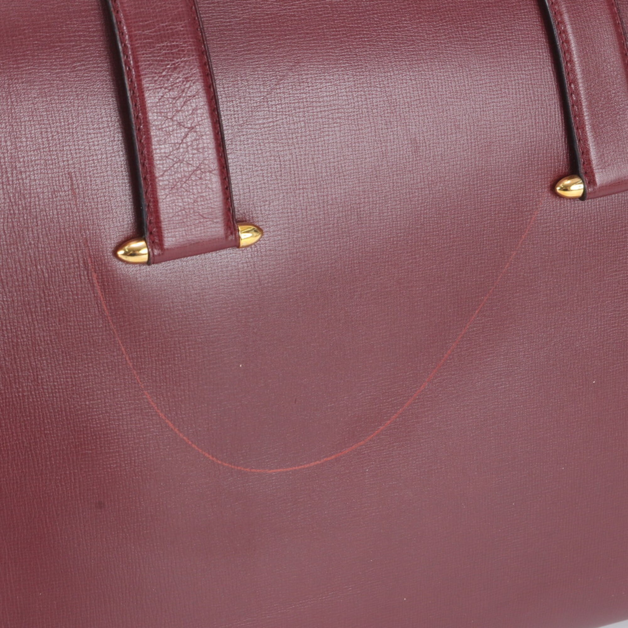 Cartier Must Wine Red Leather Handbag Tote Bag (Pre-Owned)