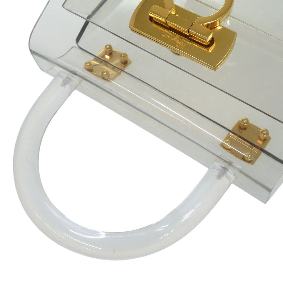 Salvatore Ferragamo Clear Gold Red Color Acrylic Metal Handbag (Pre-Owned)