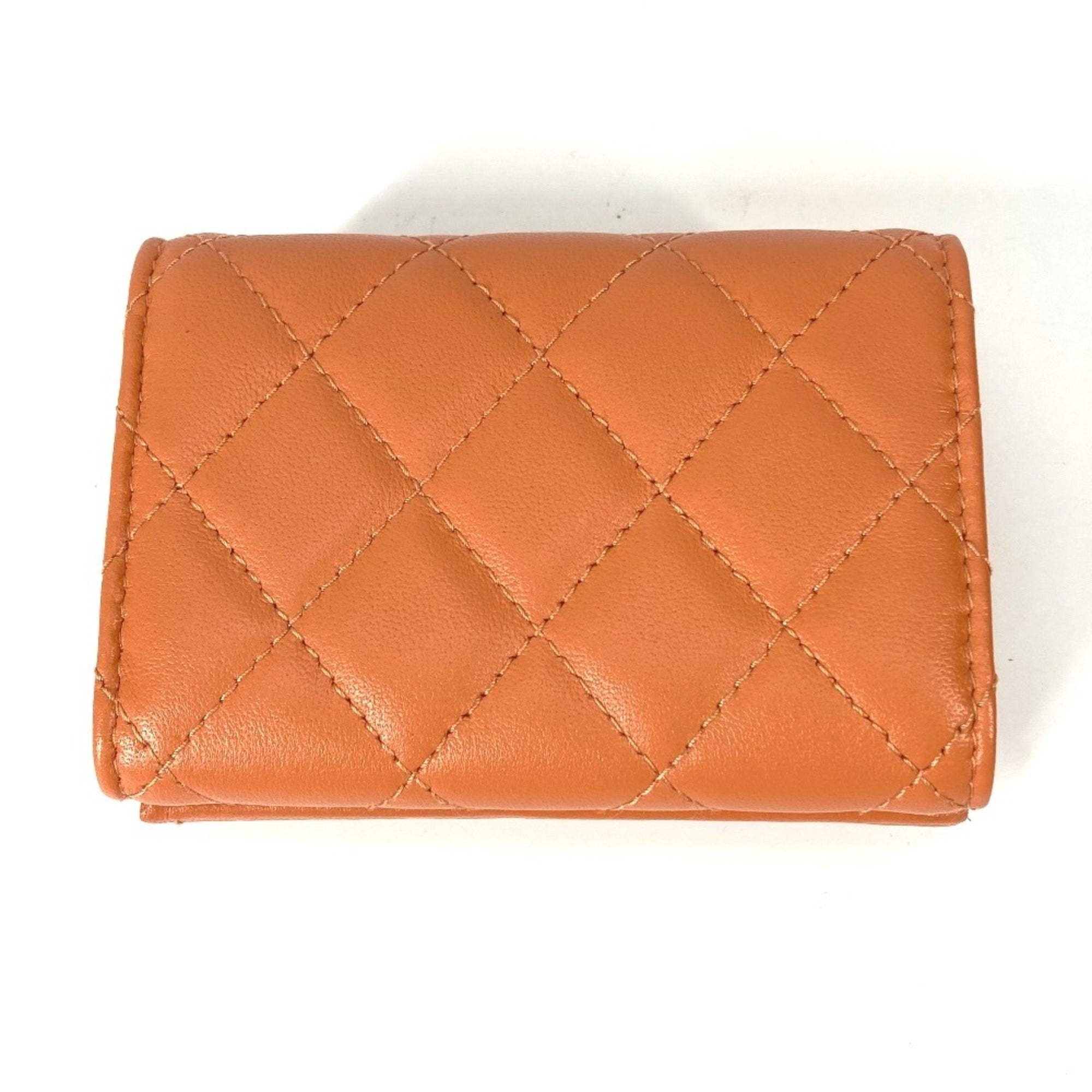 Chanel Orange Leather Wallet (Tri-Fold) (Pre-Owned)