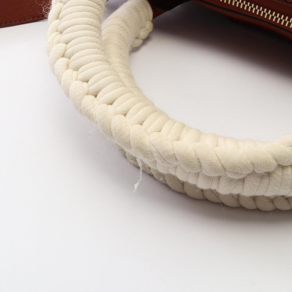 Chloé Brown White Leather Cotton Handbag (Pre-Owned)