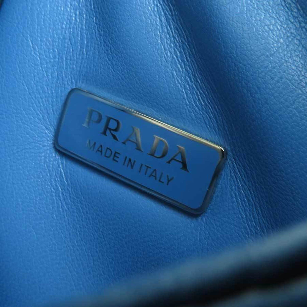 Prada Blue Leather Handbag Shoulder Bag (Pre-Owned)