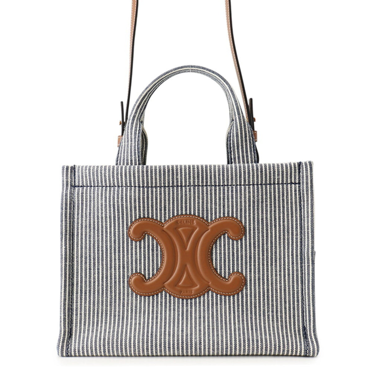Celine Blue Navy Canvas Leather Handbag (Pre-Owned)