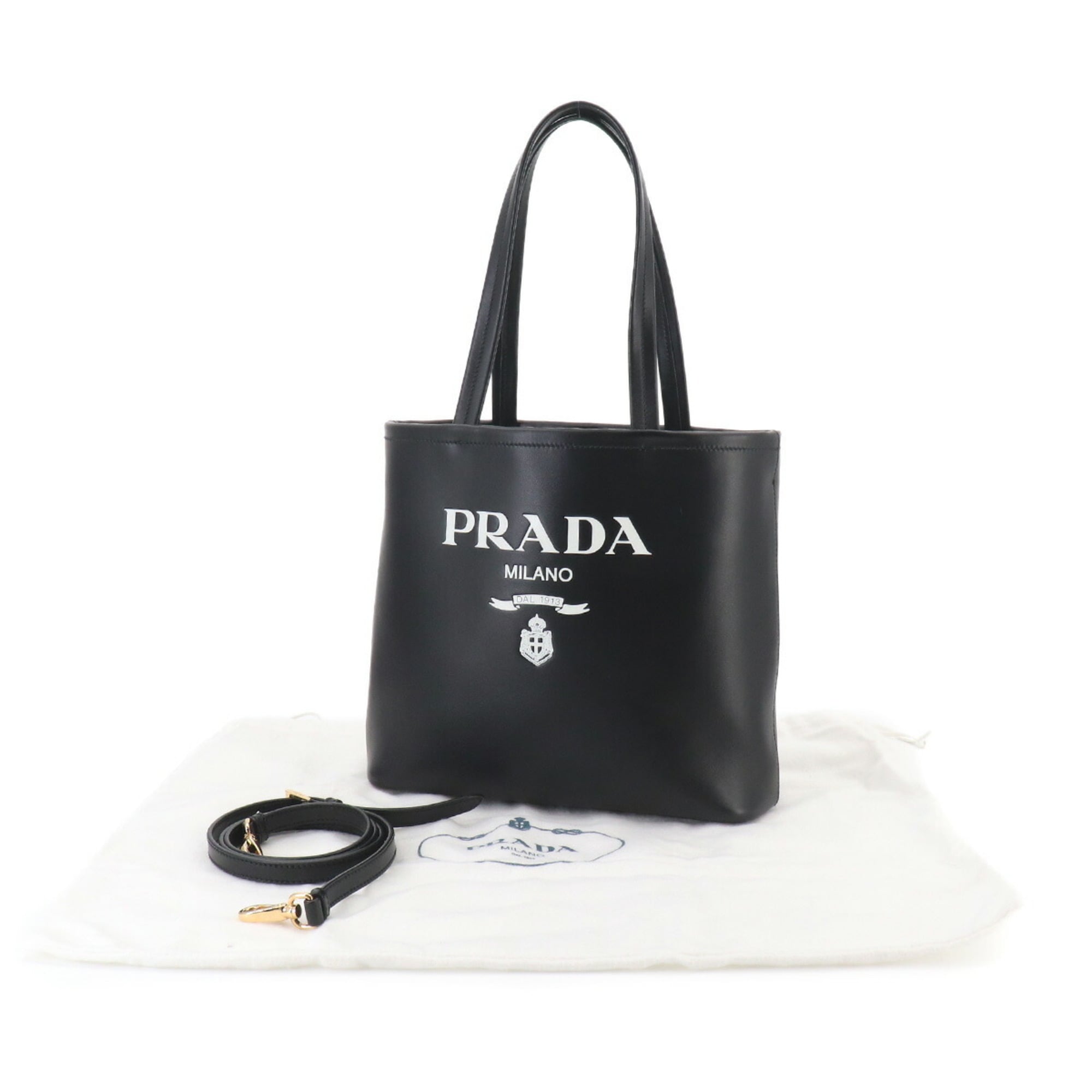 Prada Black Nero Leather Handbag Shoulder Bag Tote Bag (Pre-Owned)