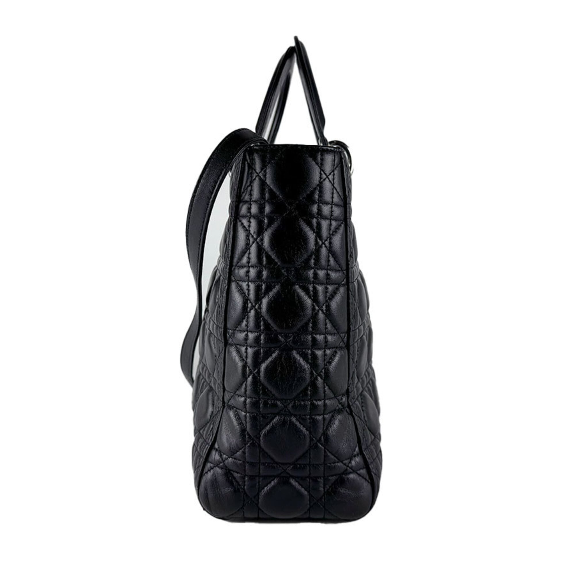 Christian Dior Black Leather Handbag Shoulder Bag (Pre-Owned)