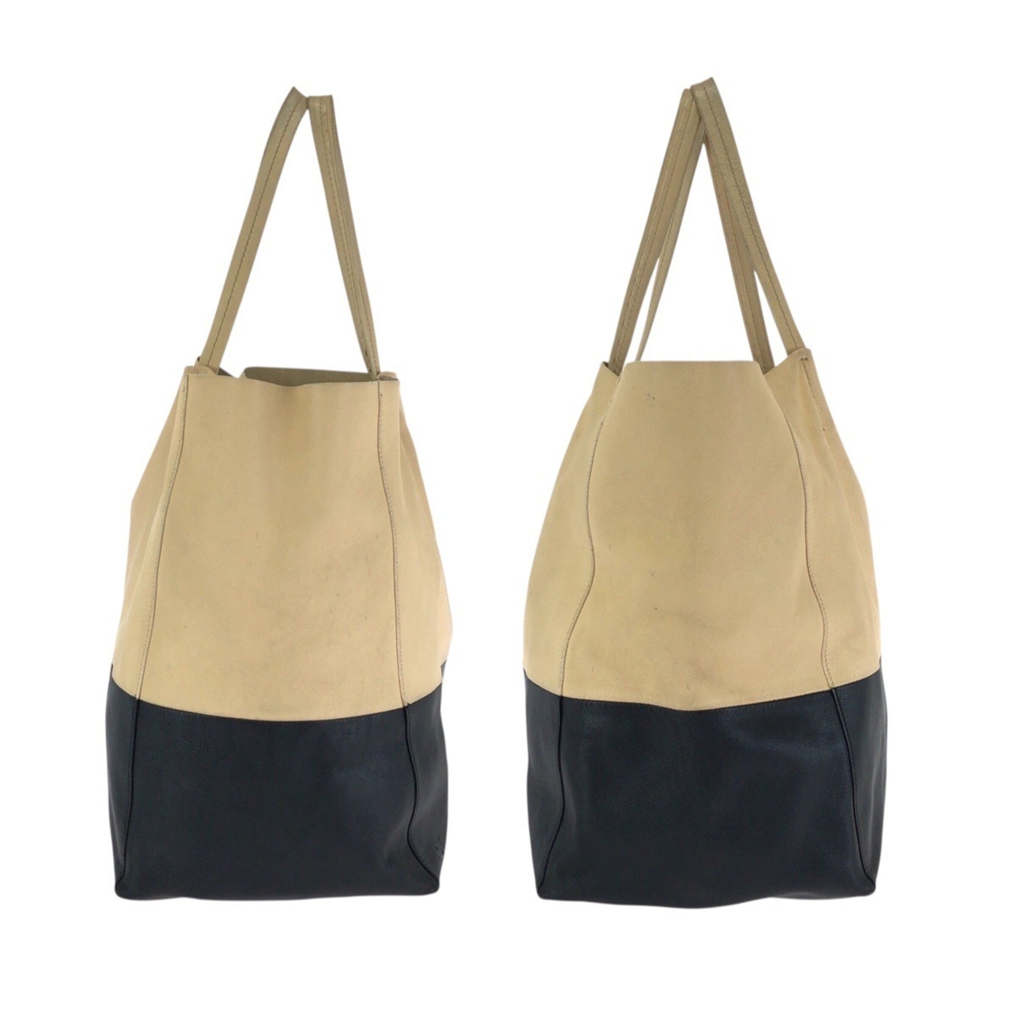 Celine Beige Black Leather Shoulder Bag Tote Bag (Pre-Owned)