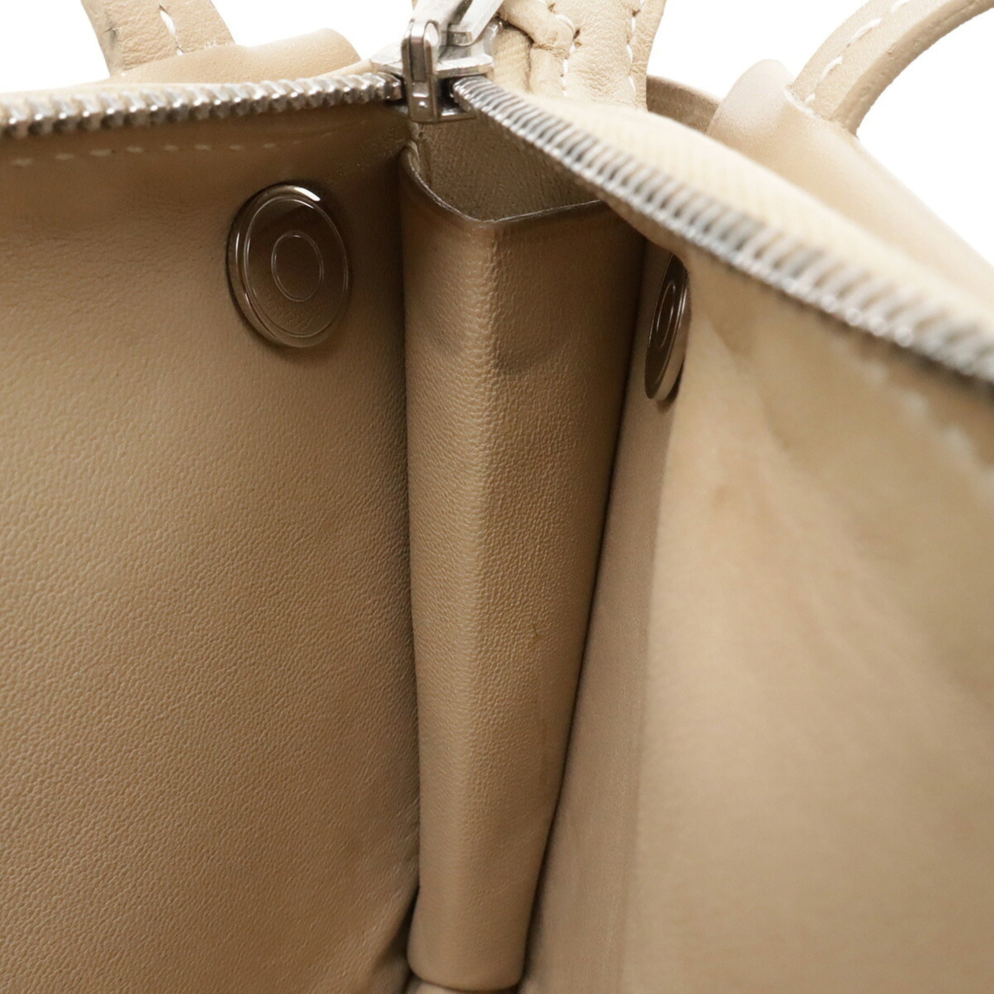 Hermes Beige Leather Shoulder Bag Tote Bag (Pre-Owned)