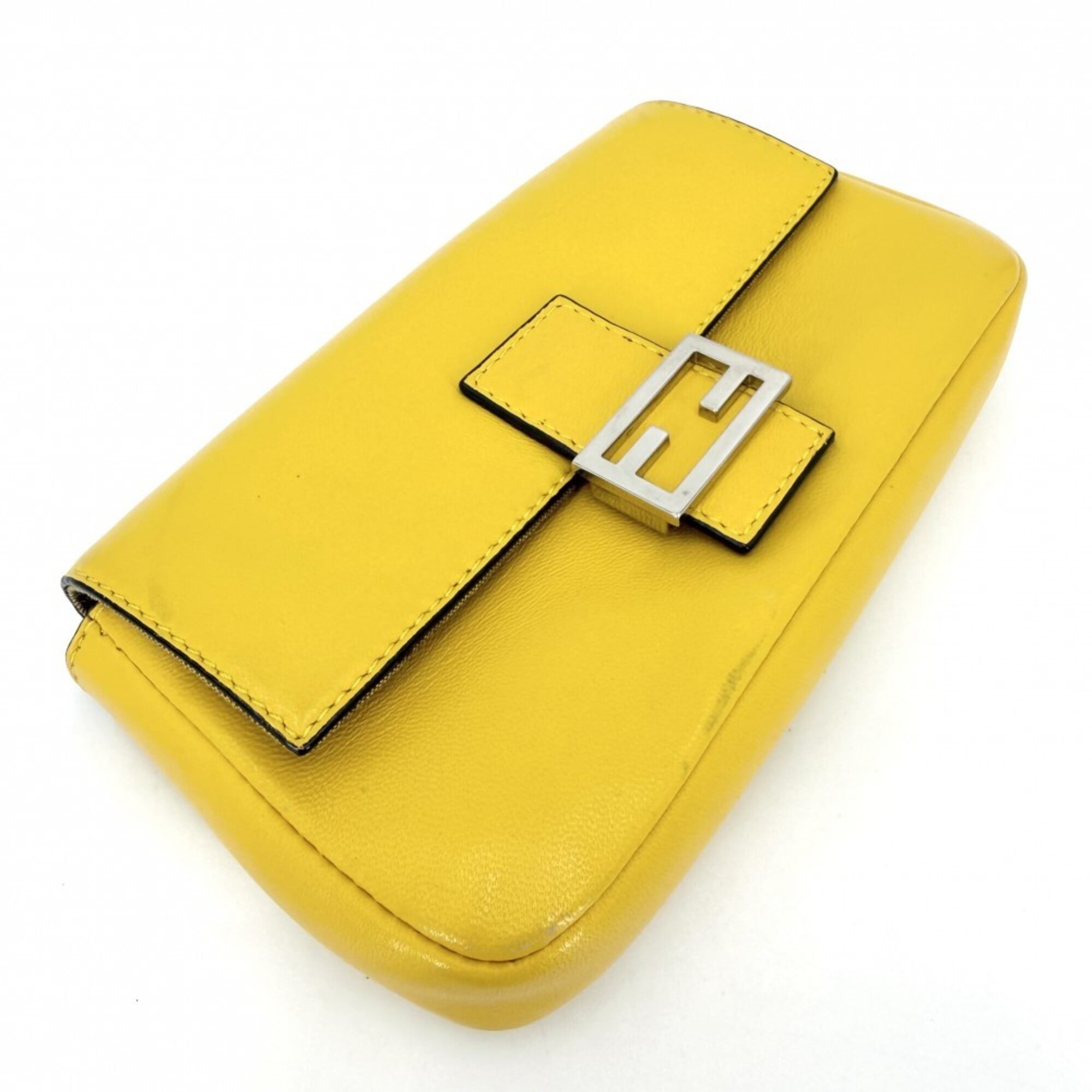 Fendi Yellow Leather Handbag Shoulder Bag (Pre-Owned)