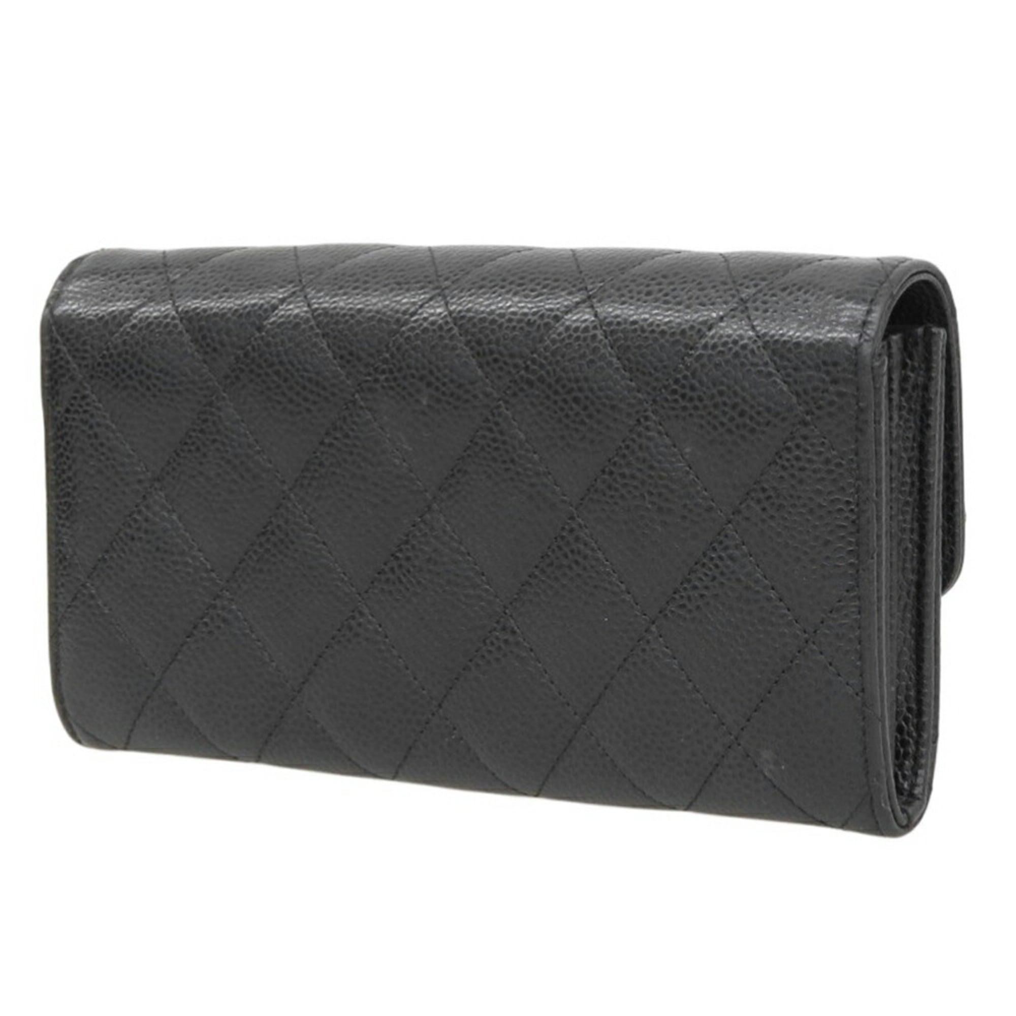 Chanel Black Grained Calfskin Chain/Shoulder Wallet (Pre-Owned)