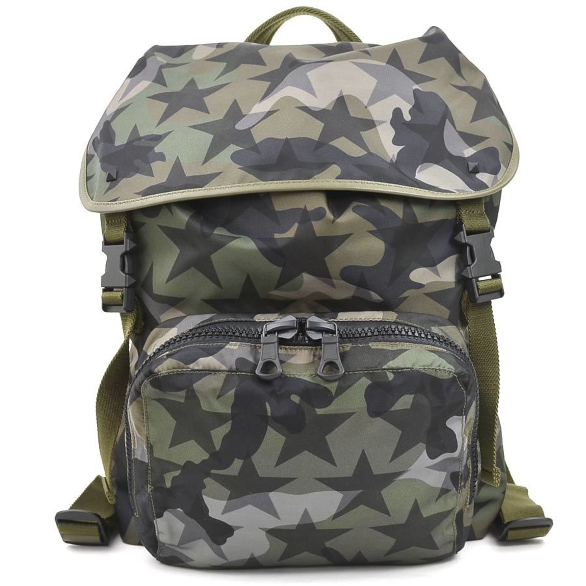Valentino Garavani Khaki Nylon Leather Backpack (Pre-Owned)