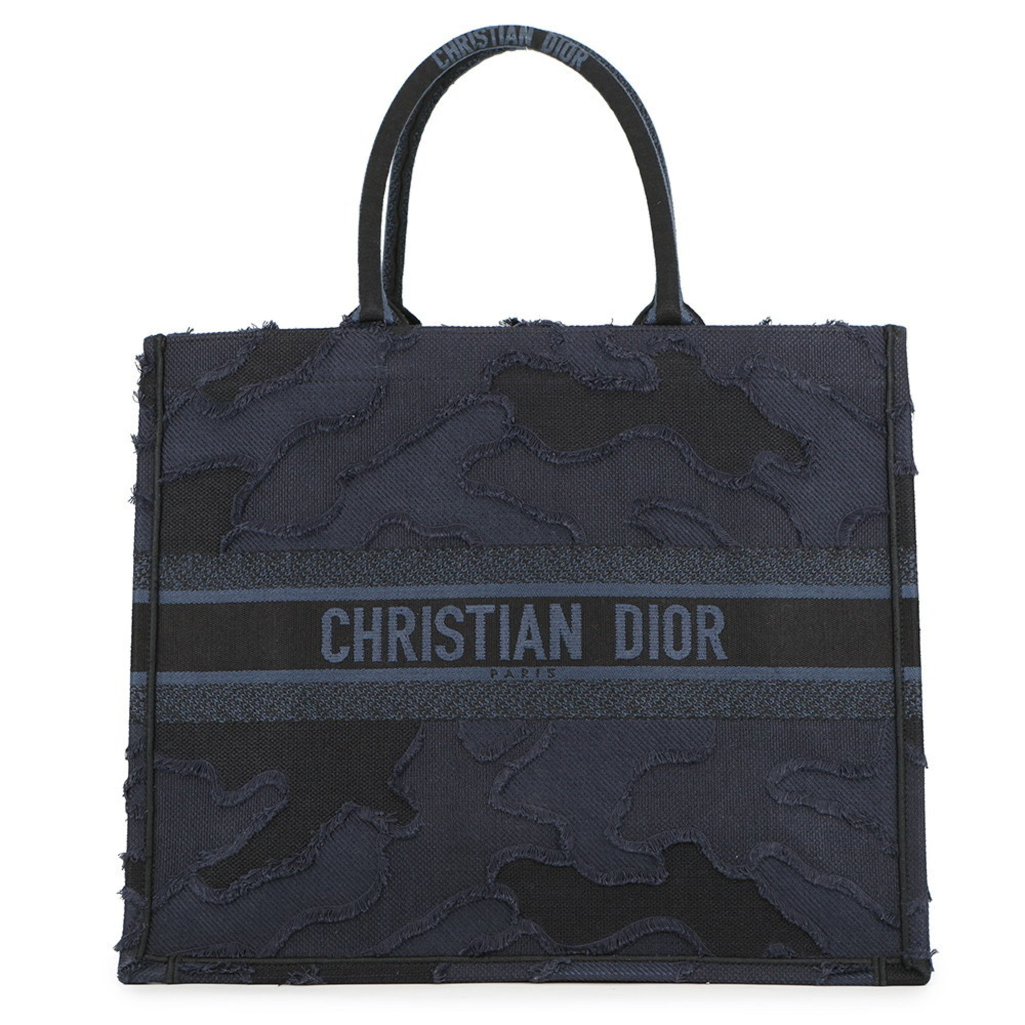 Christian Dior Black Navy Canvas Handbag Tote Bag (Pre-Owned)
