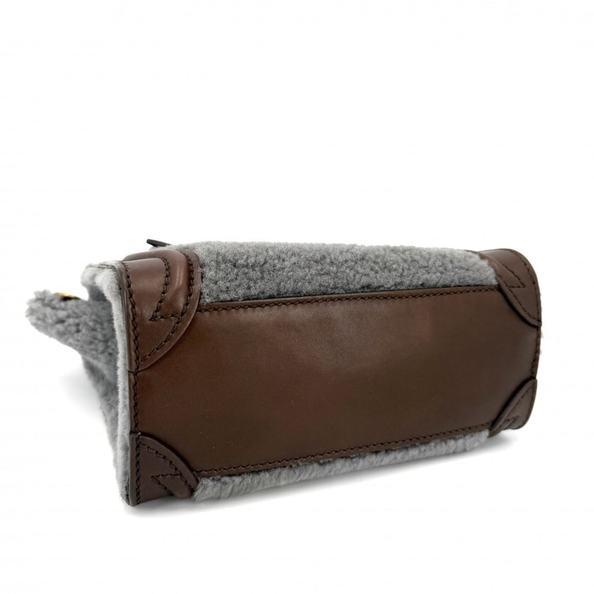 Celine Brown Gray Leather Handbag Shoulder Bag (Pre-Owned)