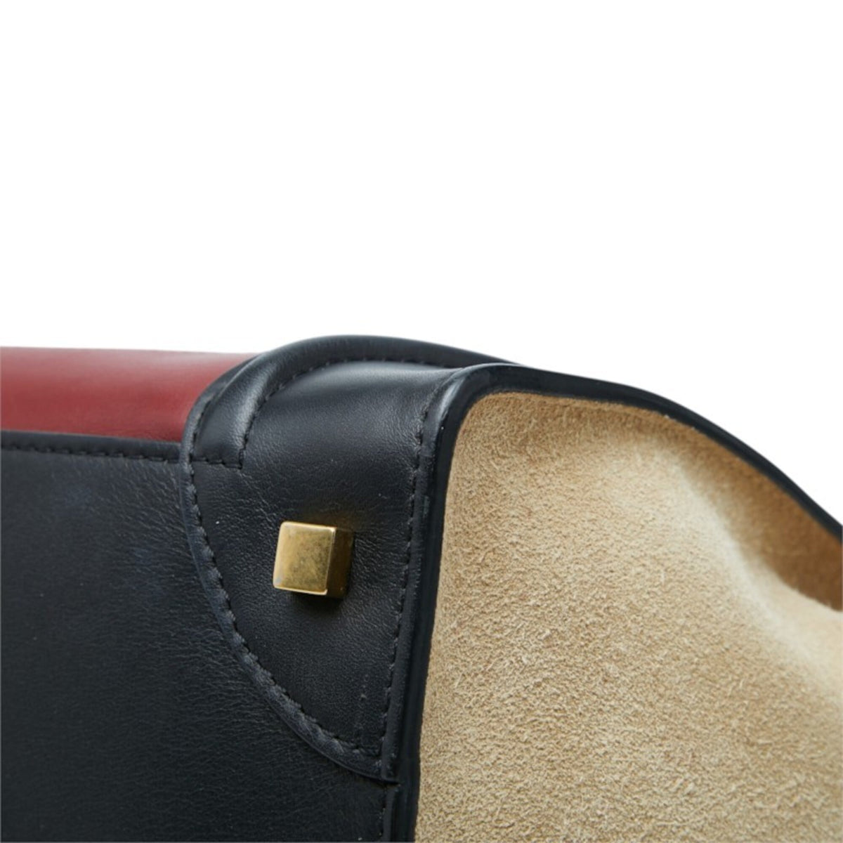 Celine Beige Black Bordeaux Leather Suede Handbag Tote Bag (Pre-Owned)