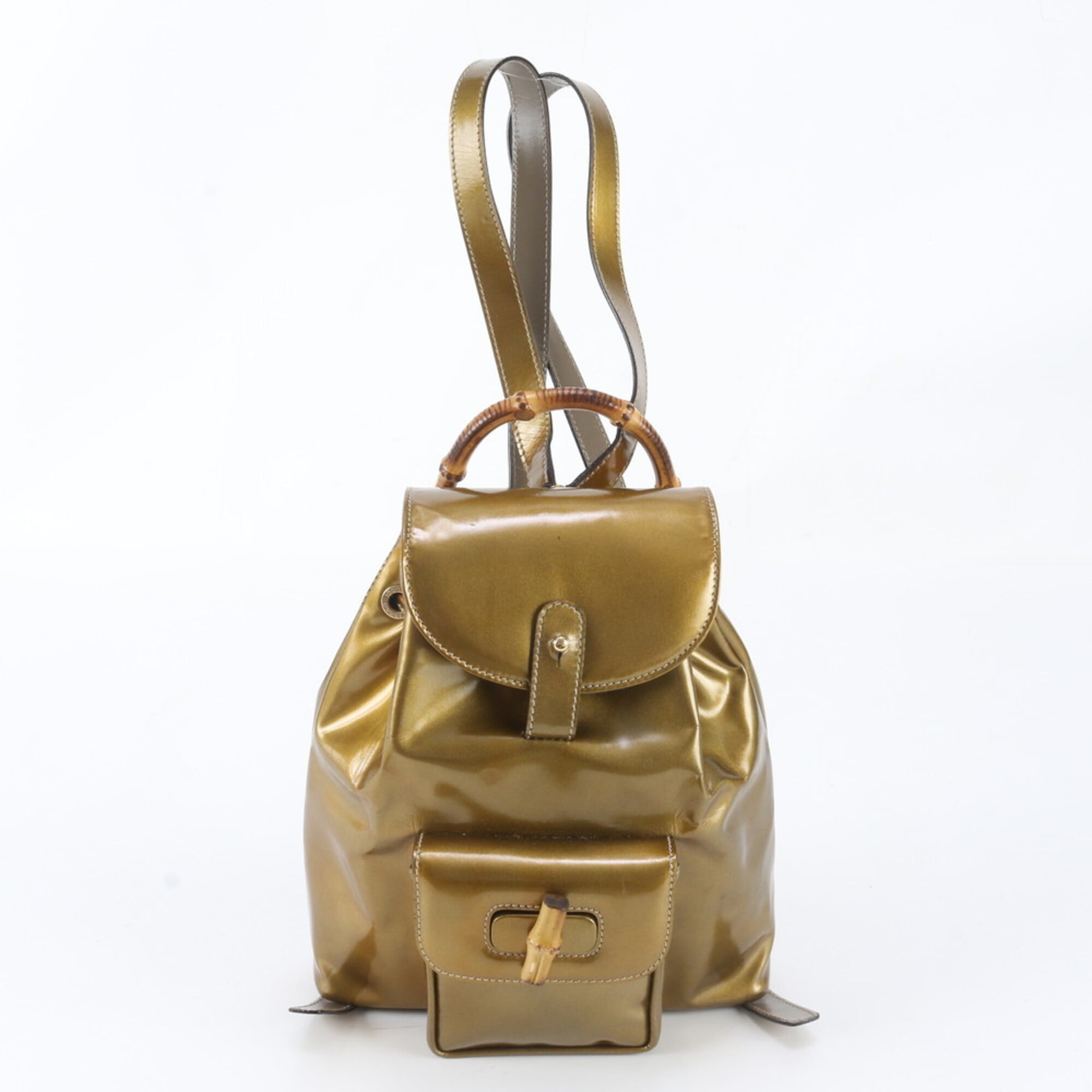 Gucci Gold Leather Backpack Handbag Shoulder Bag (Pre-Owned)