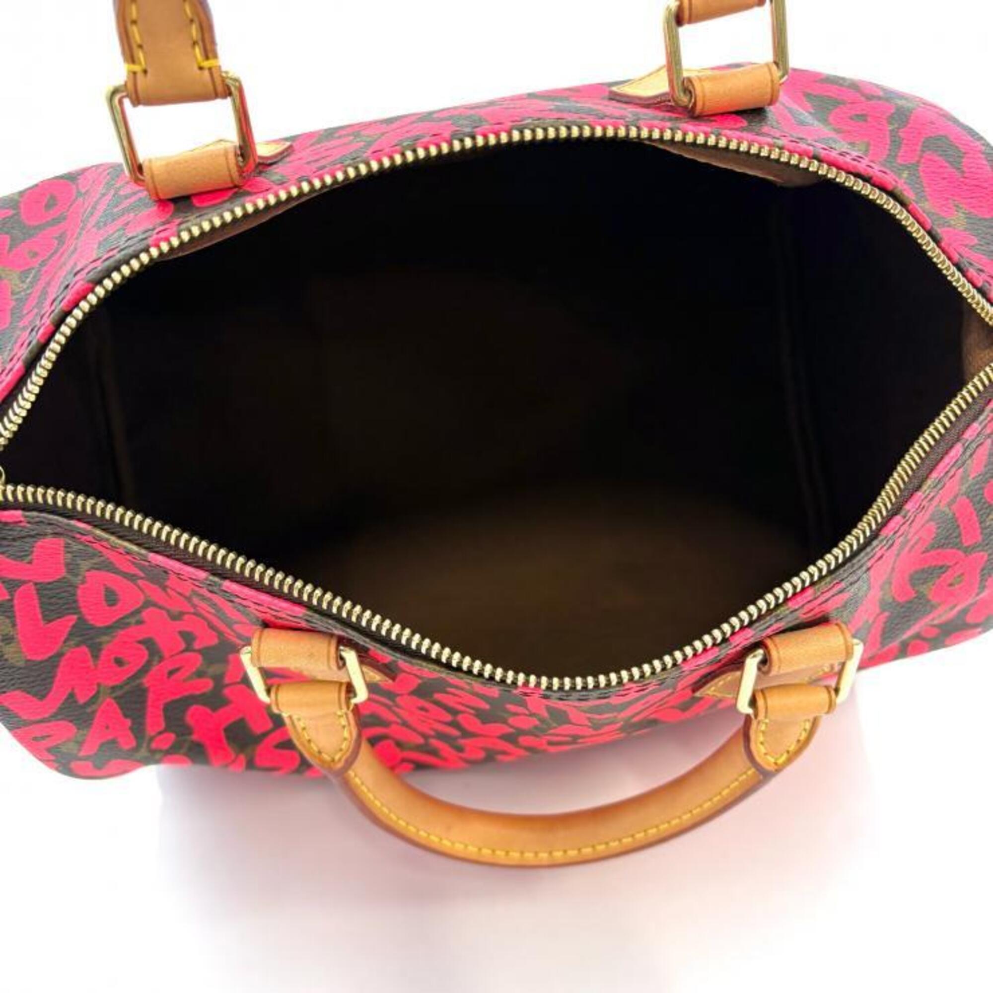 Louis Vuitton Brown Fuchsia Pink Monogram Graffiti Handbag (Pre-Owned)
