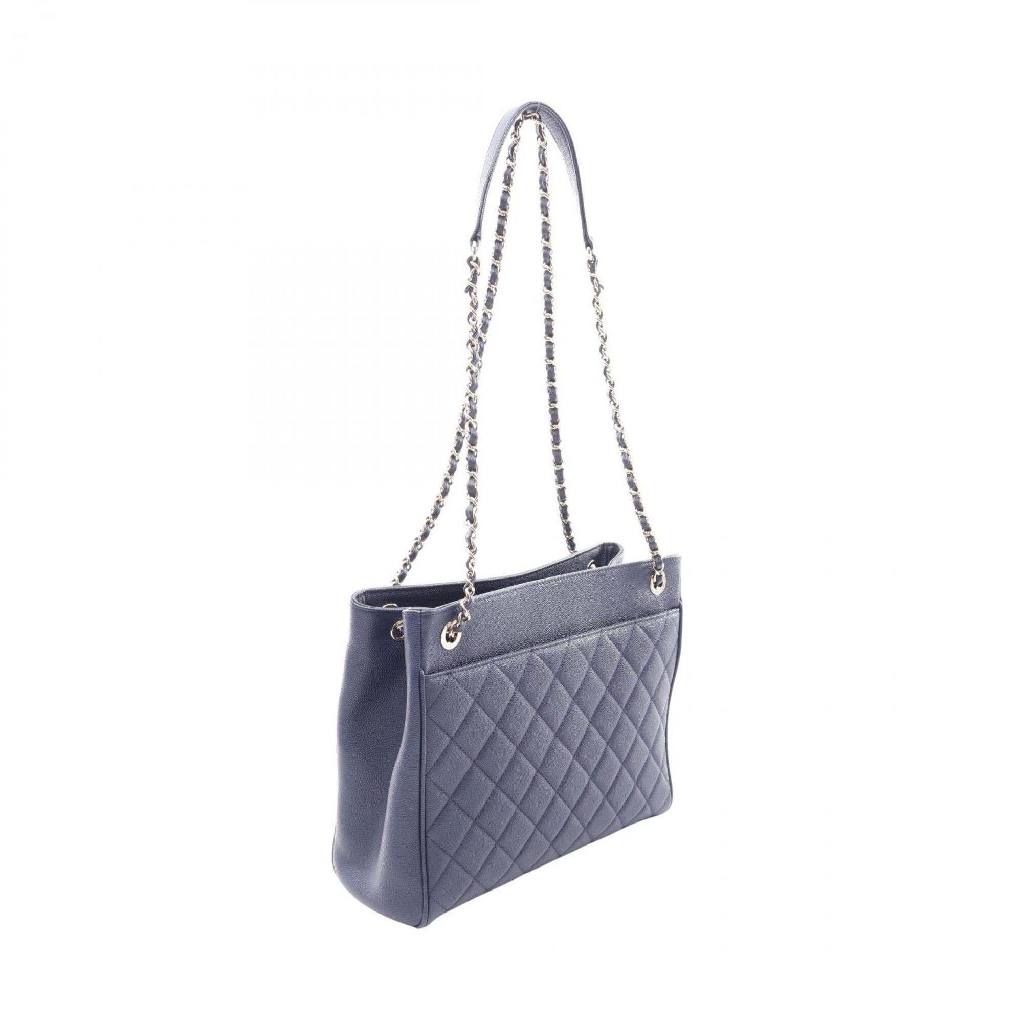 Chanel Navy Grained Calfskin Handbag Shoulder Bag (Pre-Owned)