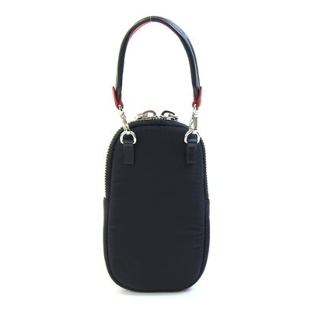 Prada Black Red Color Nylon Leather Pochette Shoulder Bag (Pre-Owned)