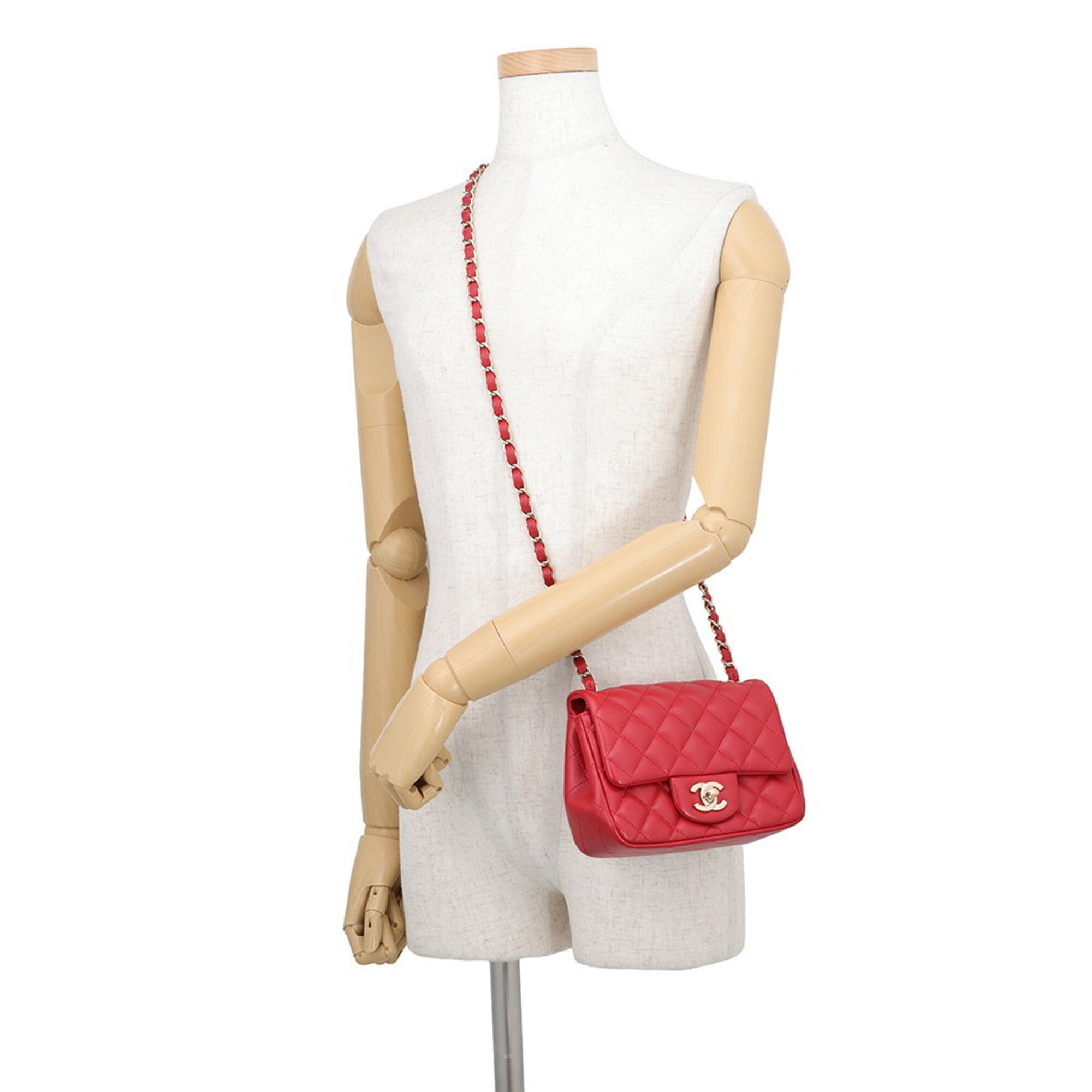 Chanel Matelasse Red Color Leather Handbag Shoulder Bag (Pre-Owned)