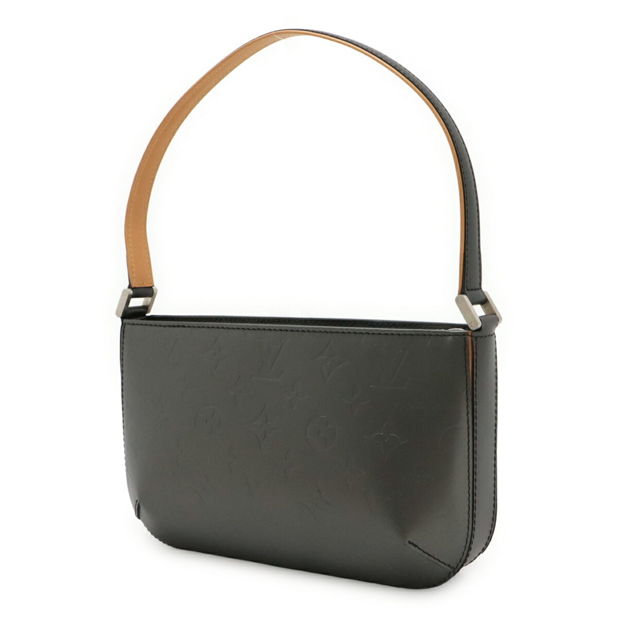Louis Vuitton Noir Leather Handbag Shoulder Bag (Pre-Owned)