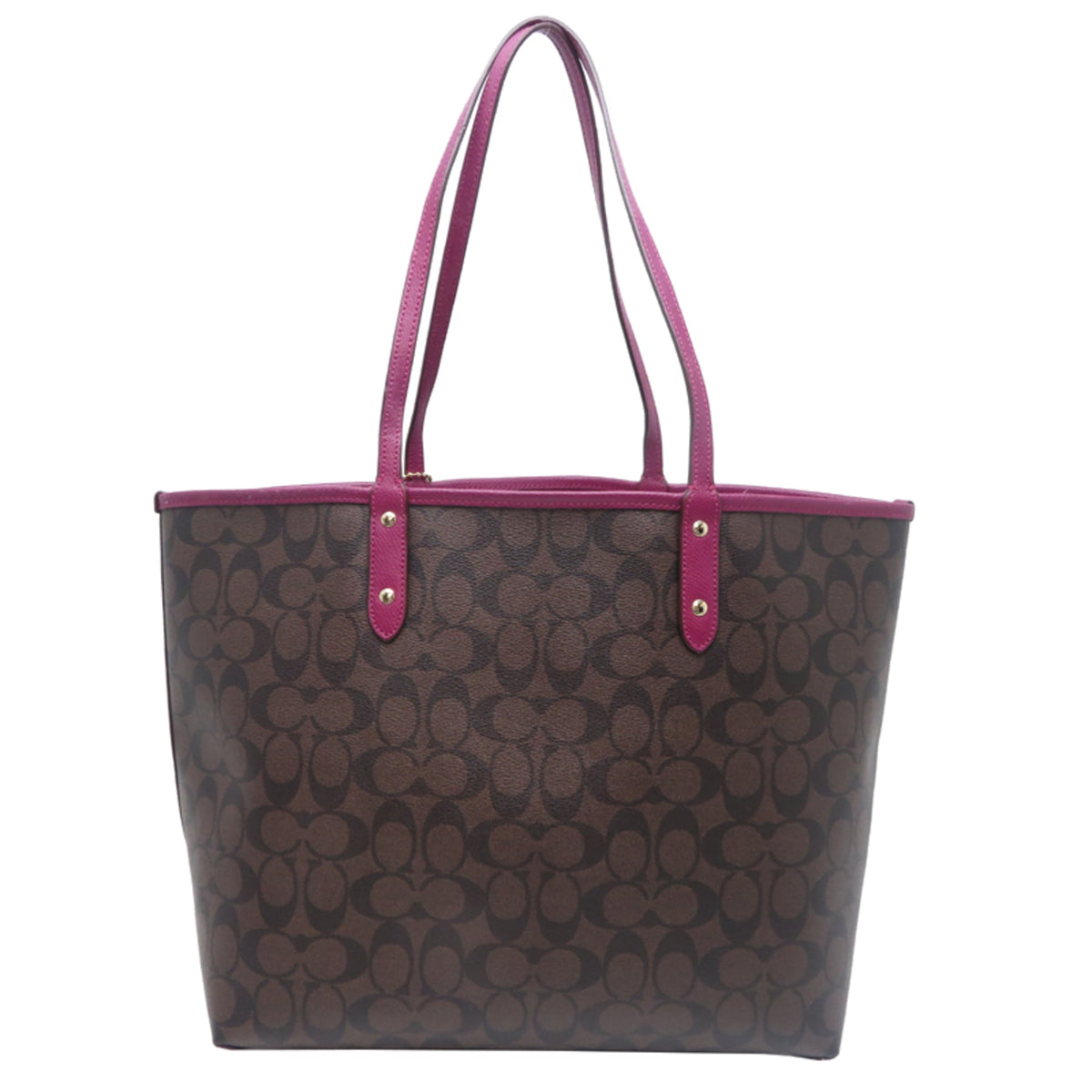 Coach Brown Leather Pvc Tote Bag (Pre-Owned)