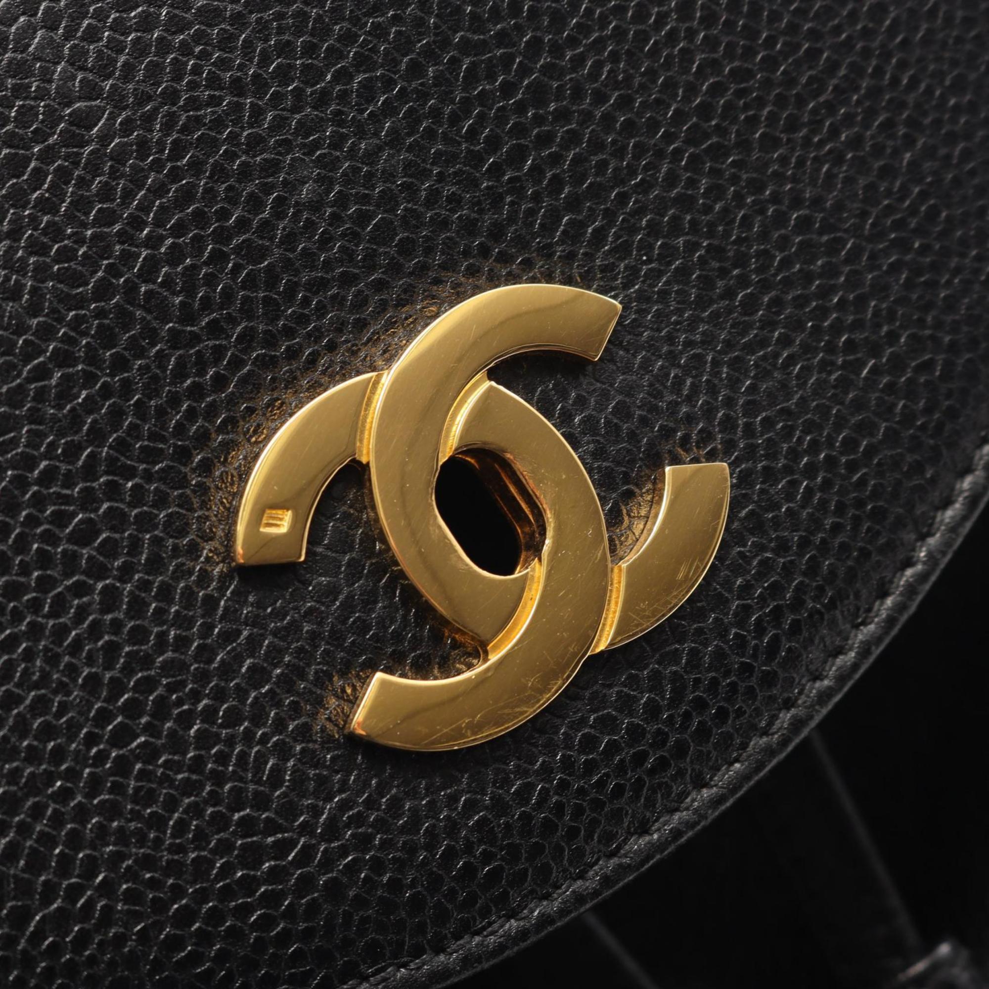 Chanel Black Grained Calfskin Backpack Handbag (Pre-Owned)
