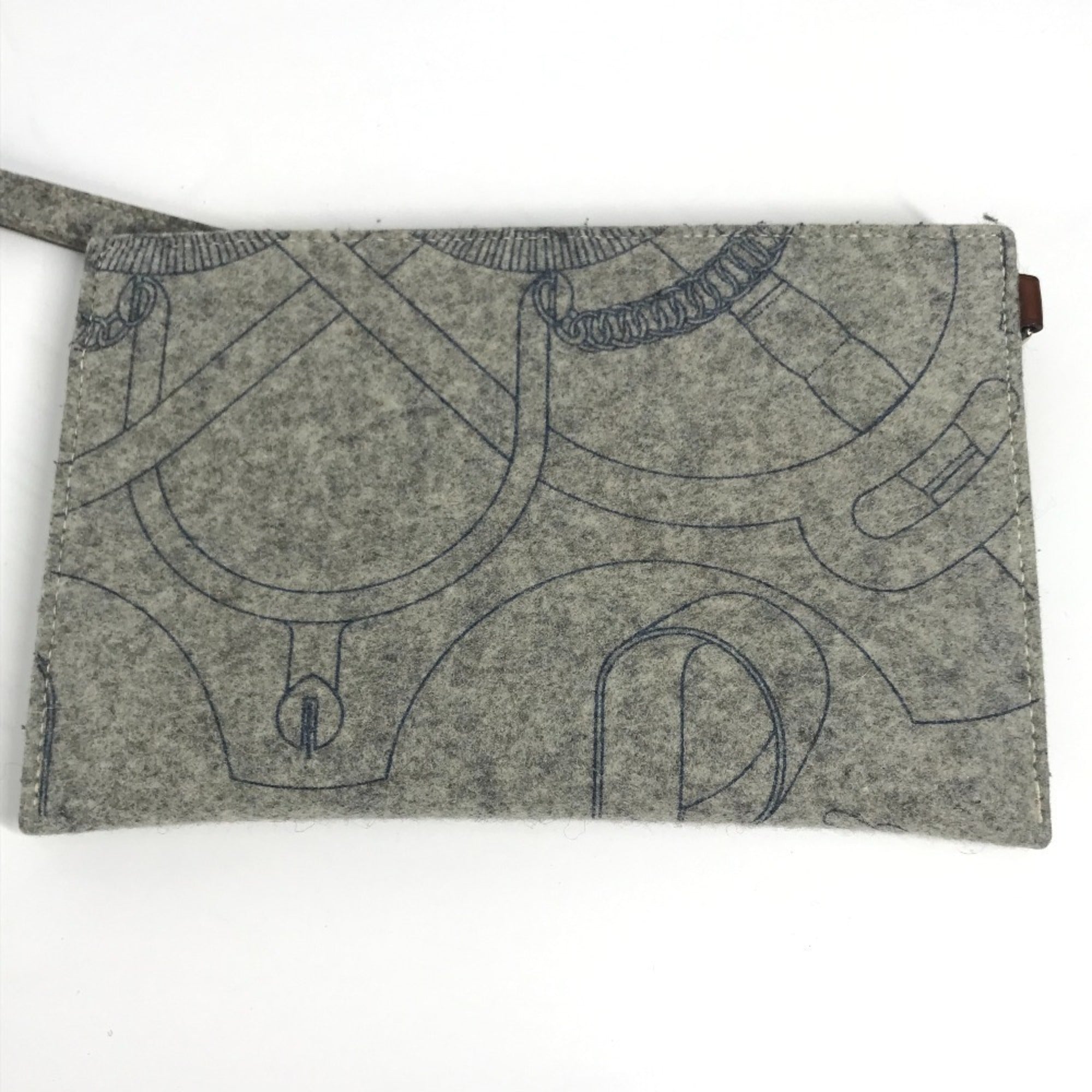 Hermes Karimi Brown Gray Felt Leather Shoulder Bag Tote Bag (Pre-Owned)
