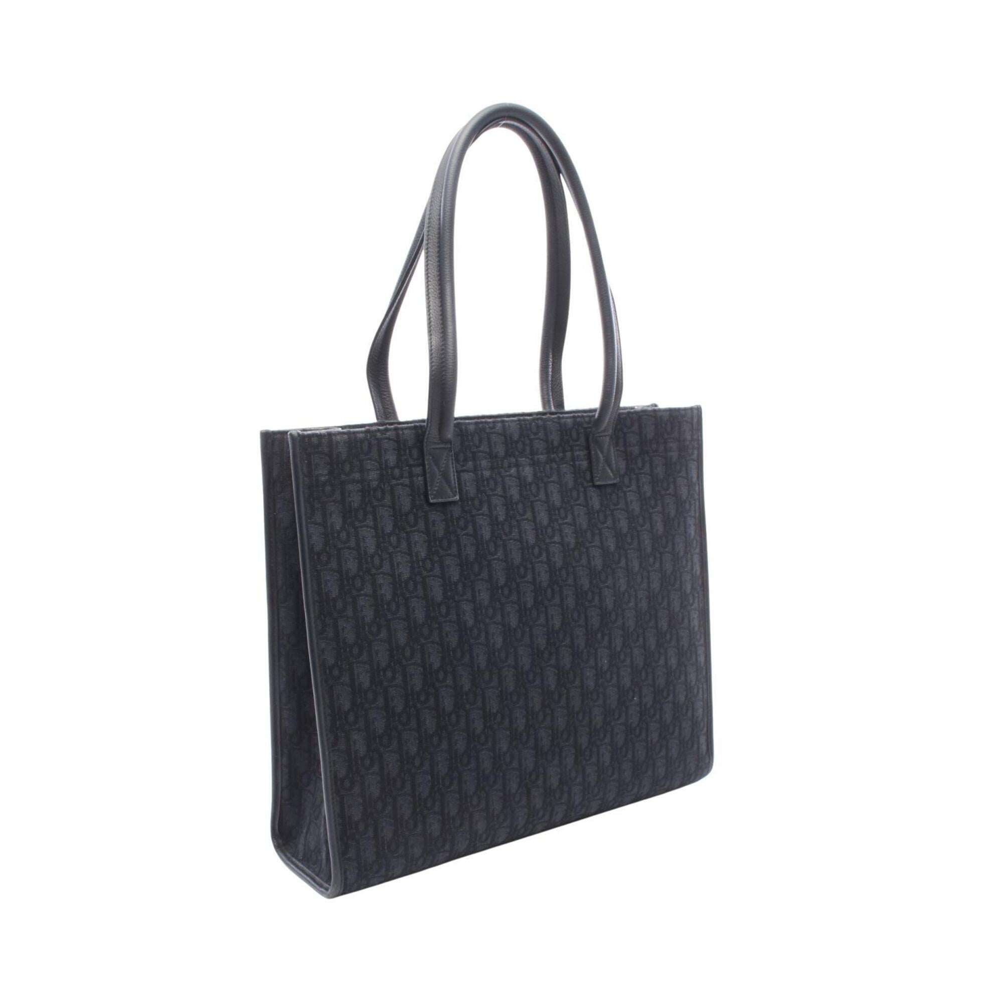 Christian Dior Black Canvas Leather Handbag Tote Bag (Pre-Owned)