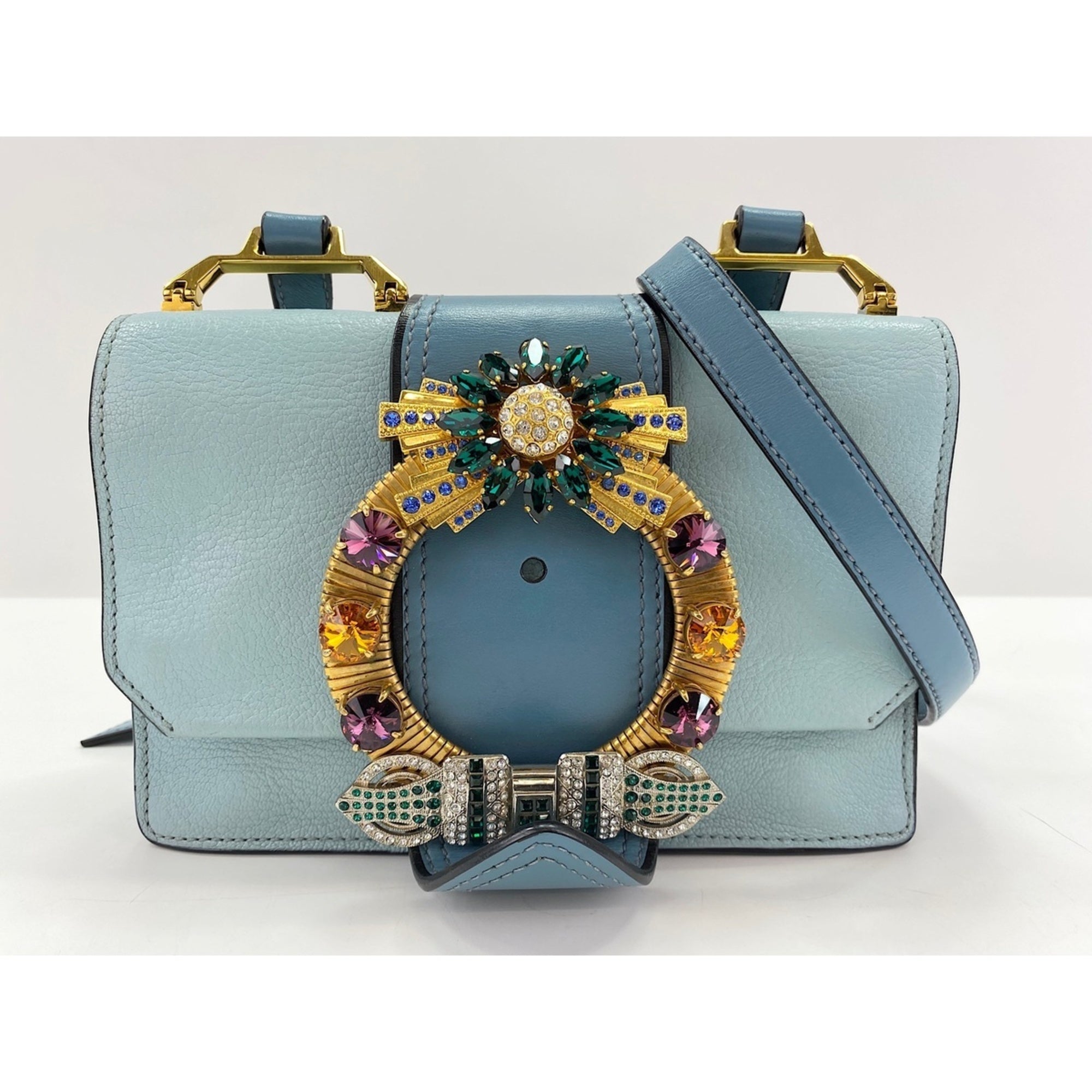 Miu Miu Blue Leather Shoulder Bag (Pre-Owned)