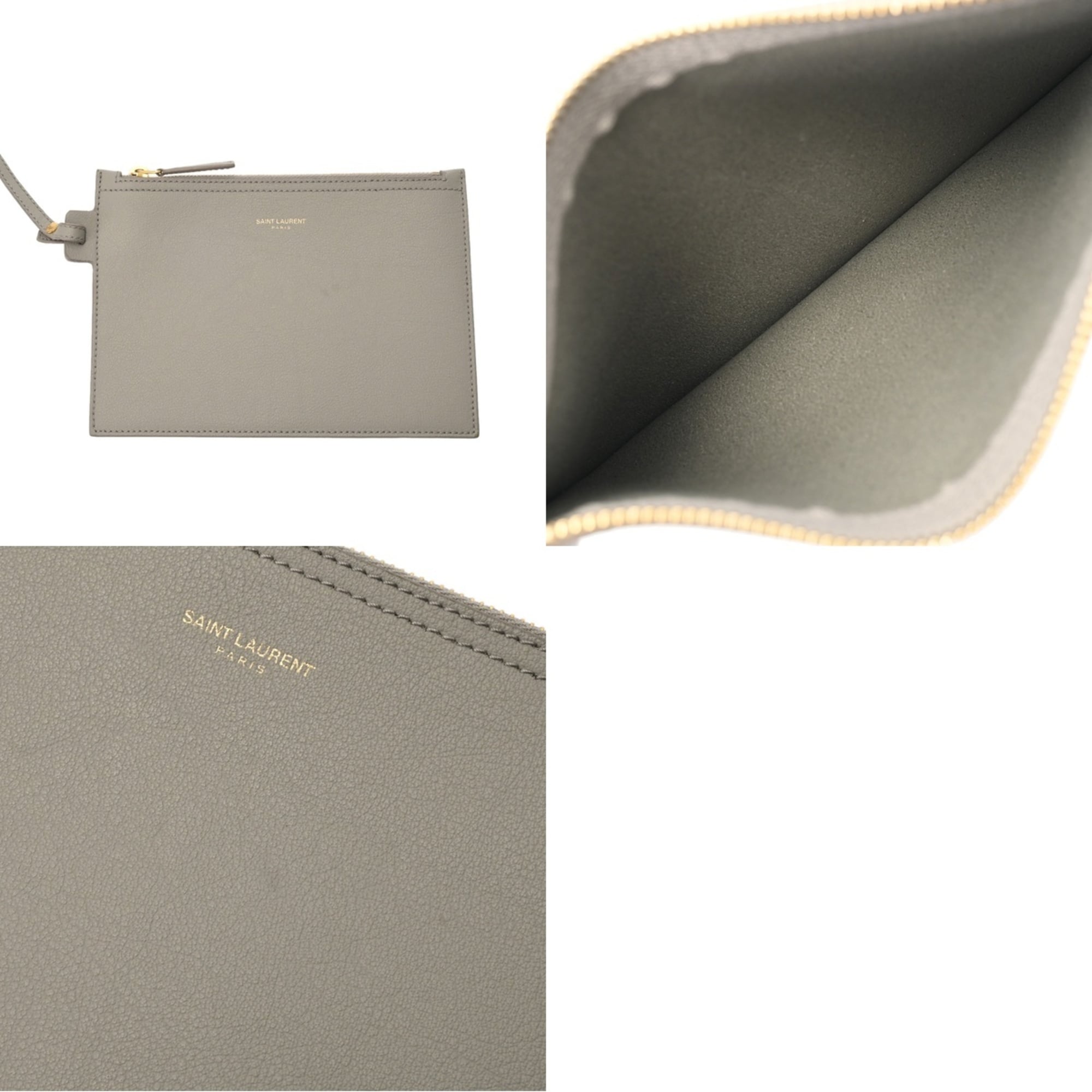 Saint Laurent Gray Leather Tote Bag (Pre-Owned)