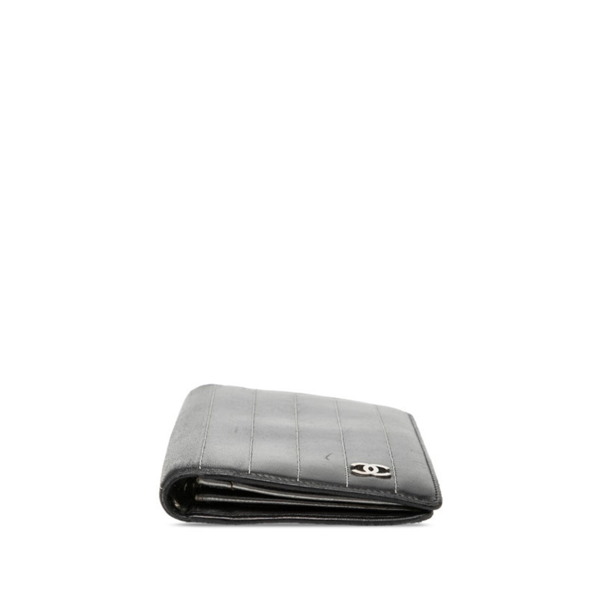 Chanel Black Leather Long Wallet (Bi-Fold) (Pre-Owned)