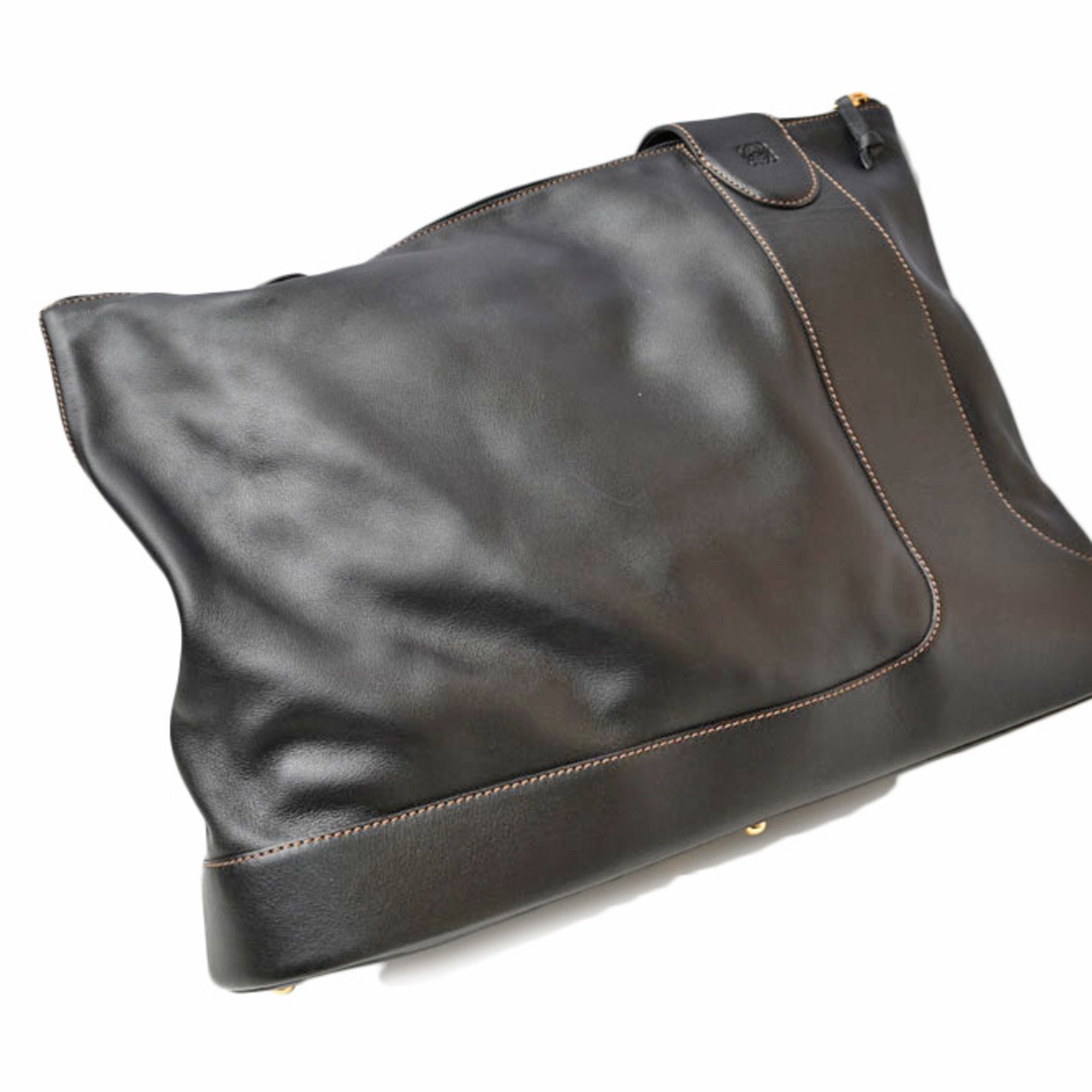 Loewe Dark Brown Leather Pouch Tote Bag (Pre-Owned)