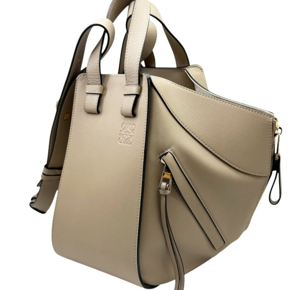 Loewe Hammock Grayish Leather Handbag Shoulder Bag (Pre-Owned)