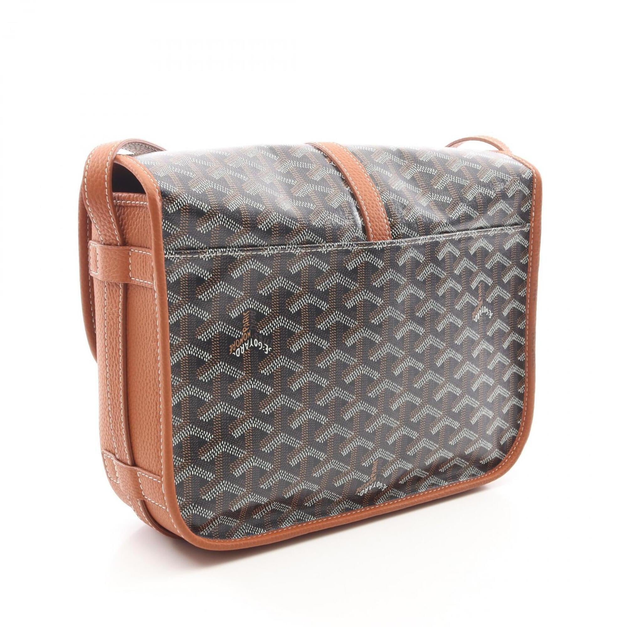 Goyard Black Brown Coated Canvas Leather Handbag Shoulder Bag (Pre-Owned)