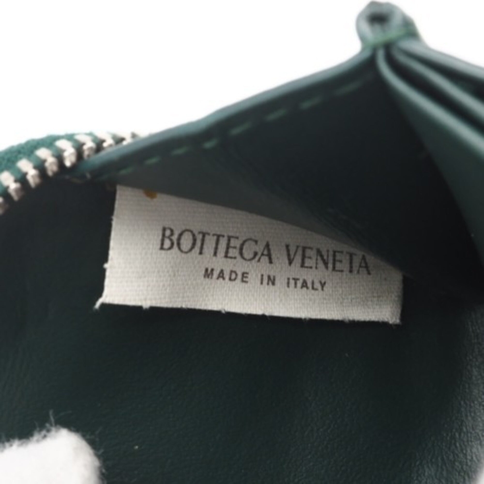 Bottega Veneta Intrecciato Green Leather Coin Purse/Coin Case (Pre-Owned)
