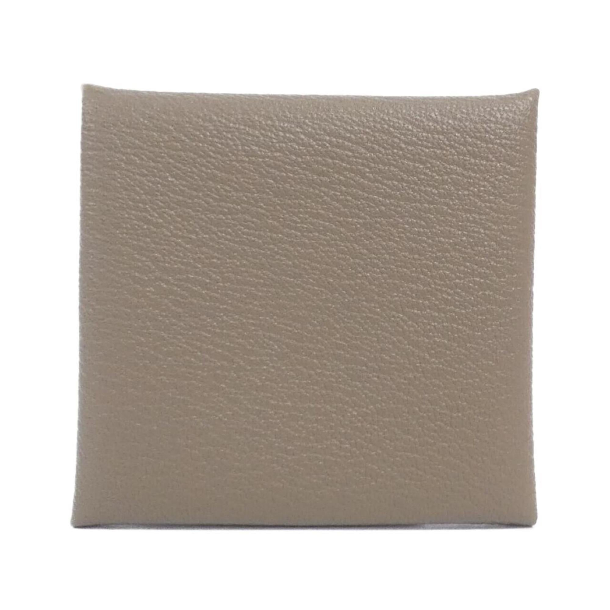 Hermes Etoupe Gray Chevre Leather Coin Purse/Coin Case (Pre-Owned)