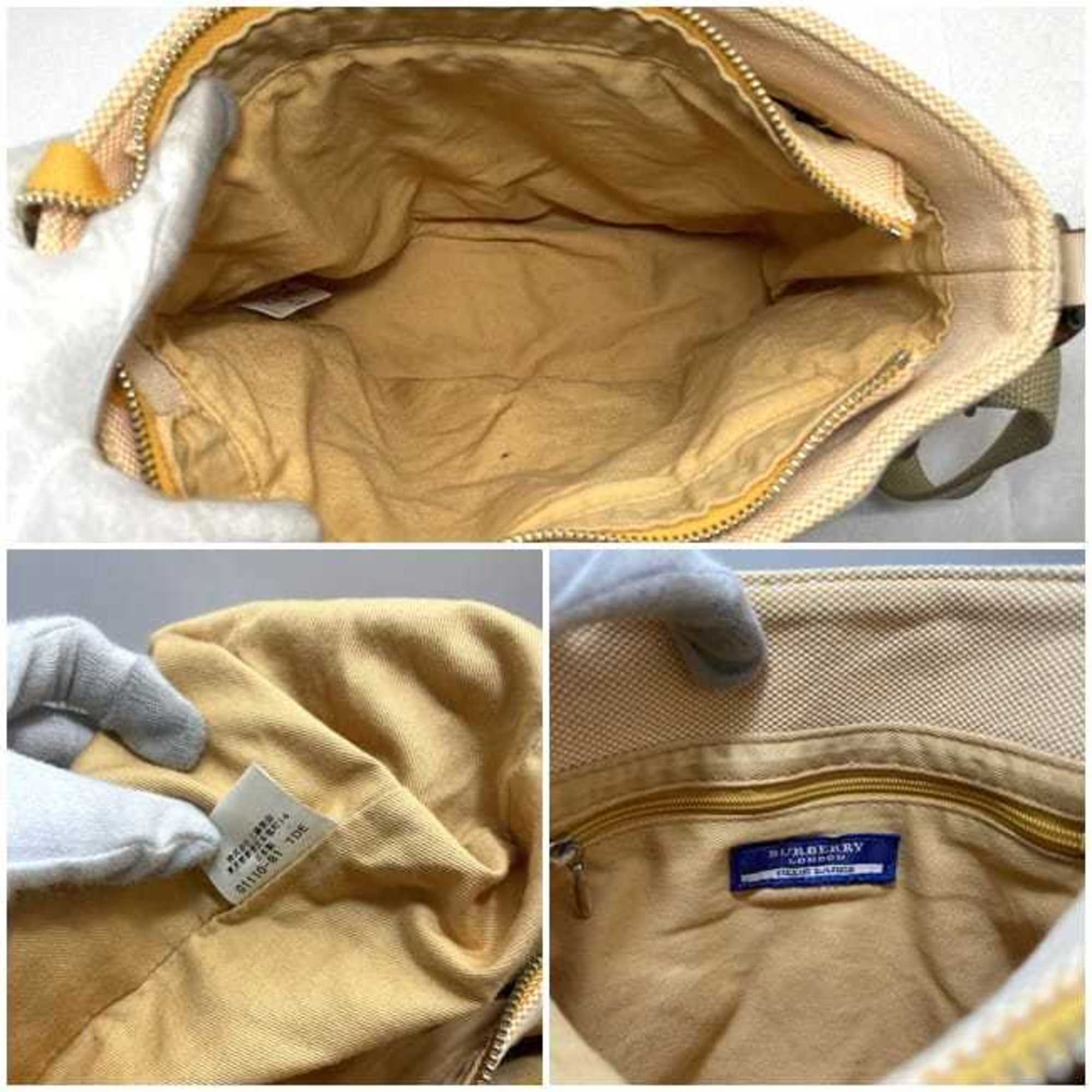 Burberry Beige Orange Canvas Shoulder Bag (Pre-Owned)