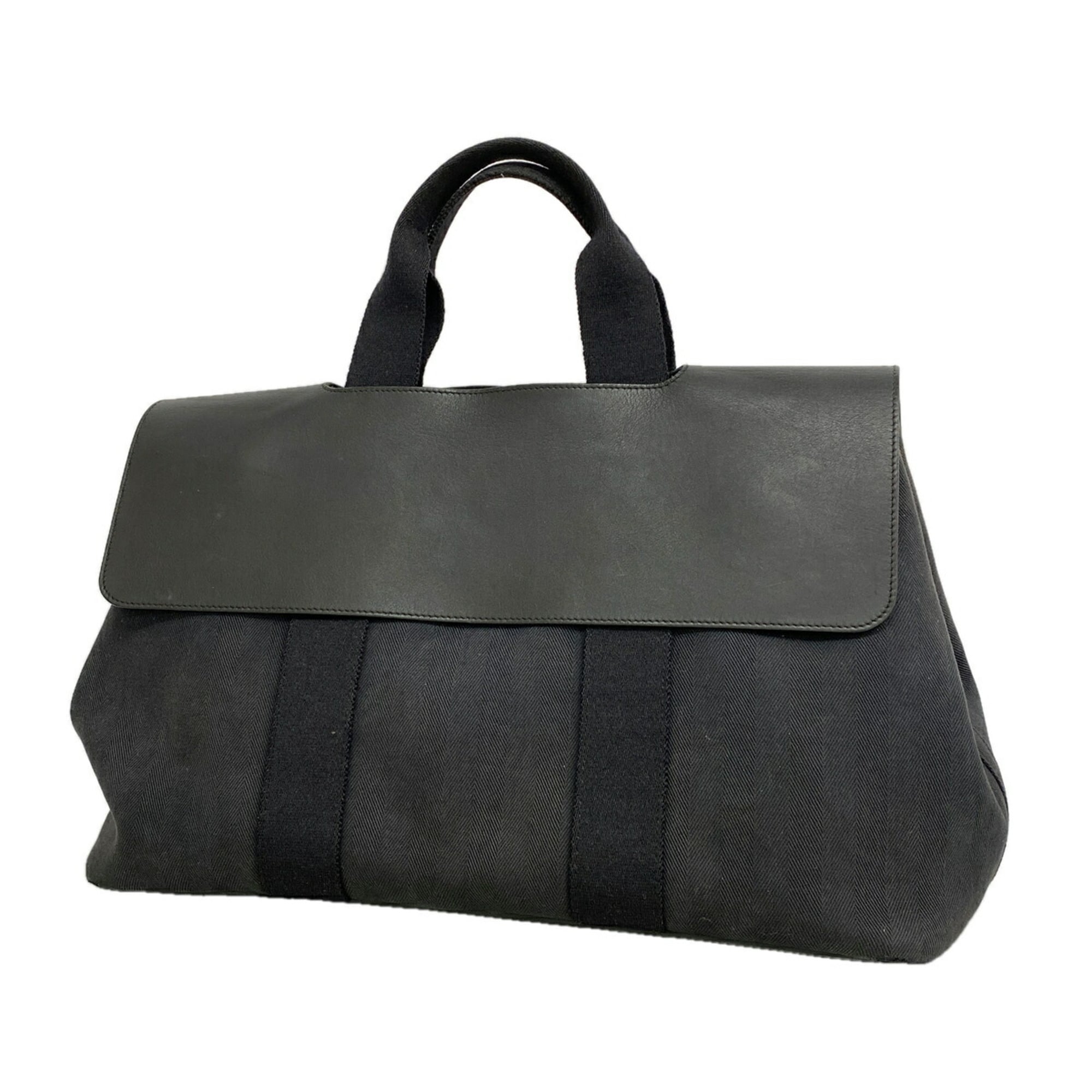 Hermes Black Toile Chevron Tote Bag (Pre-Owned)