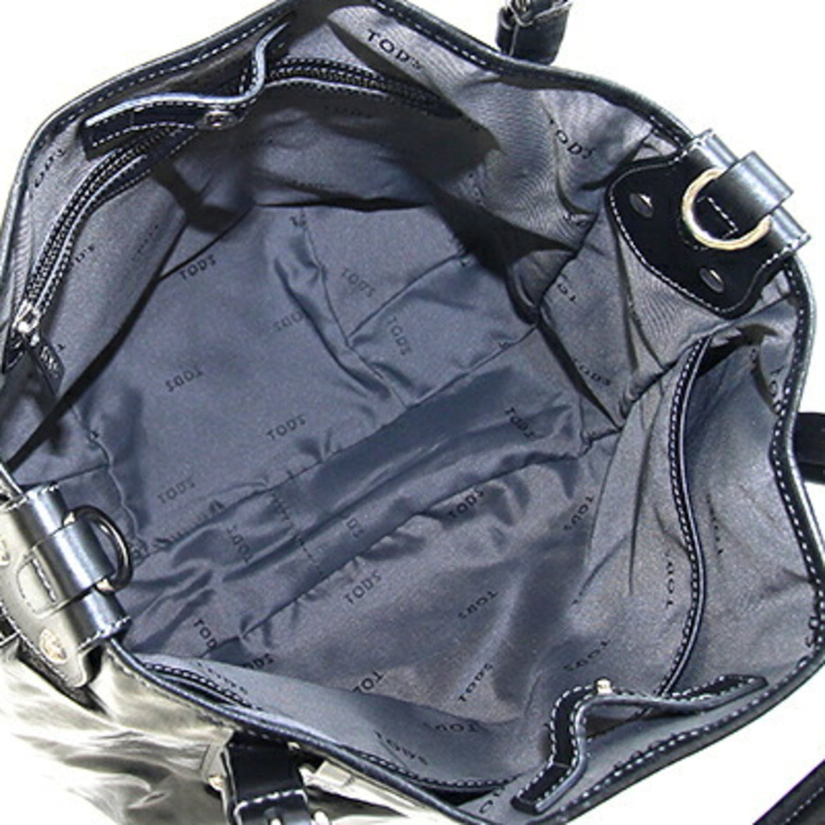 Tod's Black Coated Canvas Leather Tote Bag (Pre-Owned)